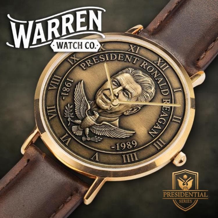 President Ronald Reagan 1981-1989 Commemorative Unisex Watch | Ultra-Thin Quartz with Leather Band