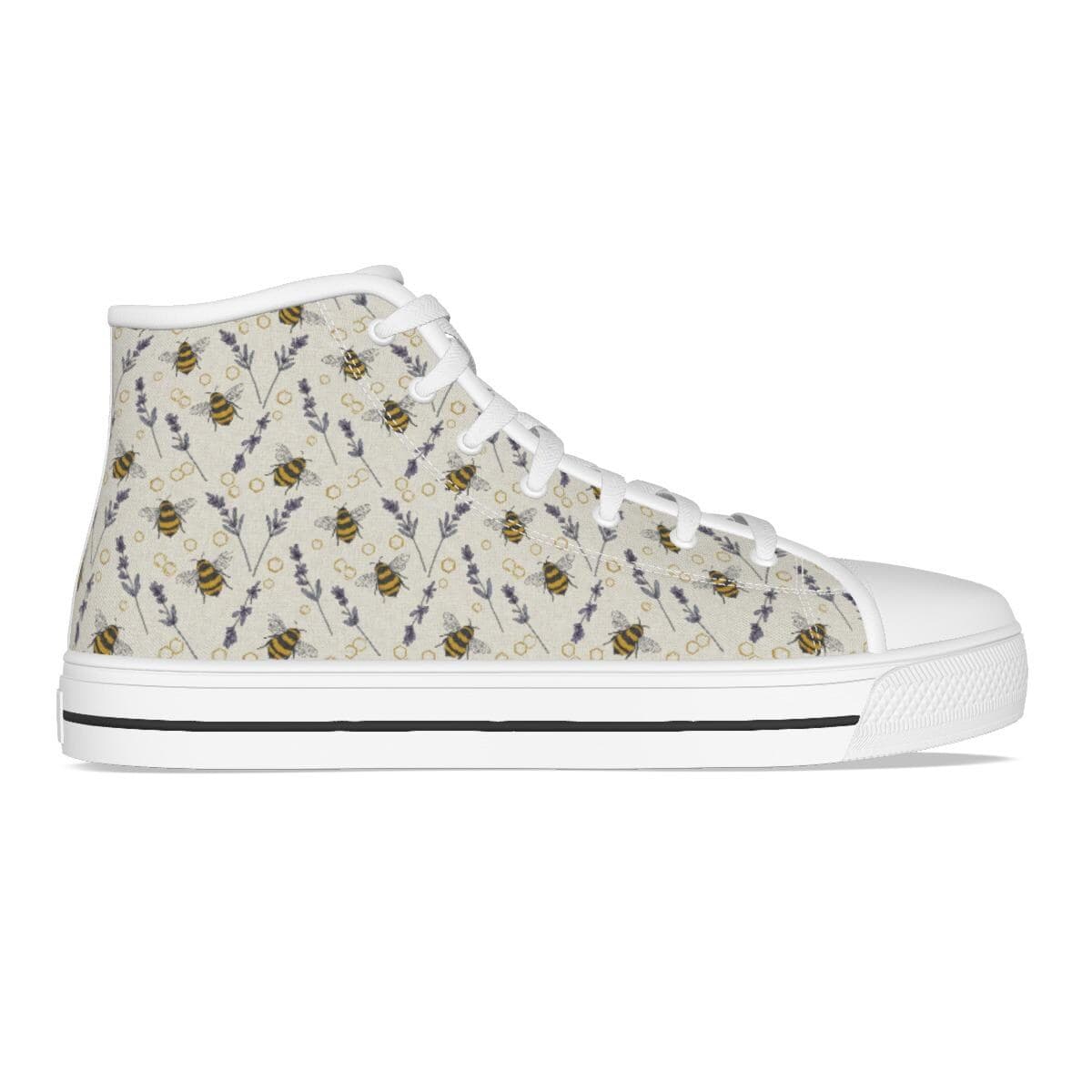 Women's Bumblebee & Lavender High Tops | Women's Comfortable Canvas Sneakers | All-Season Fashion