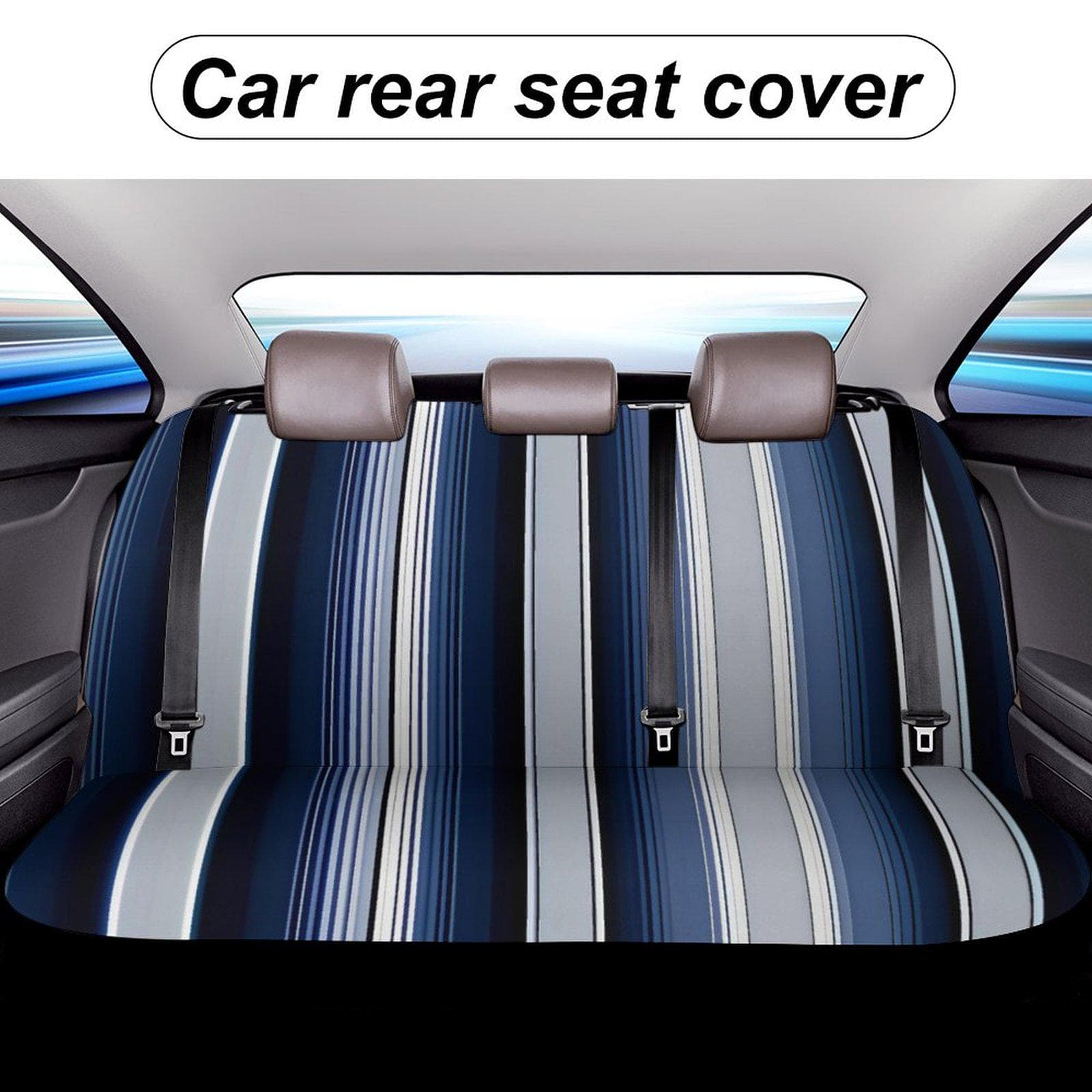 Blue Stripe Car Back Seat Cover | Custom Polyester Spandex | Sublimation Print