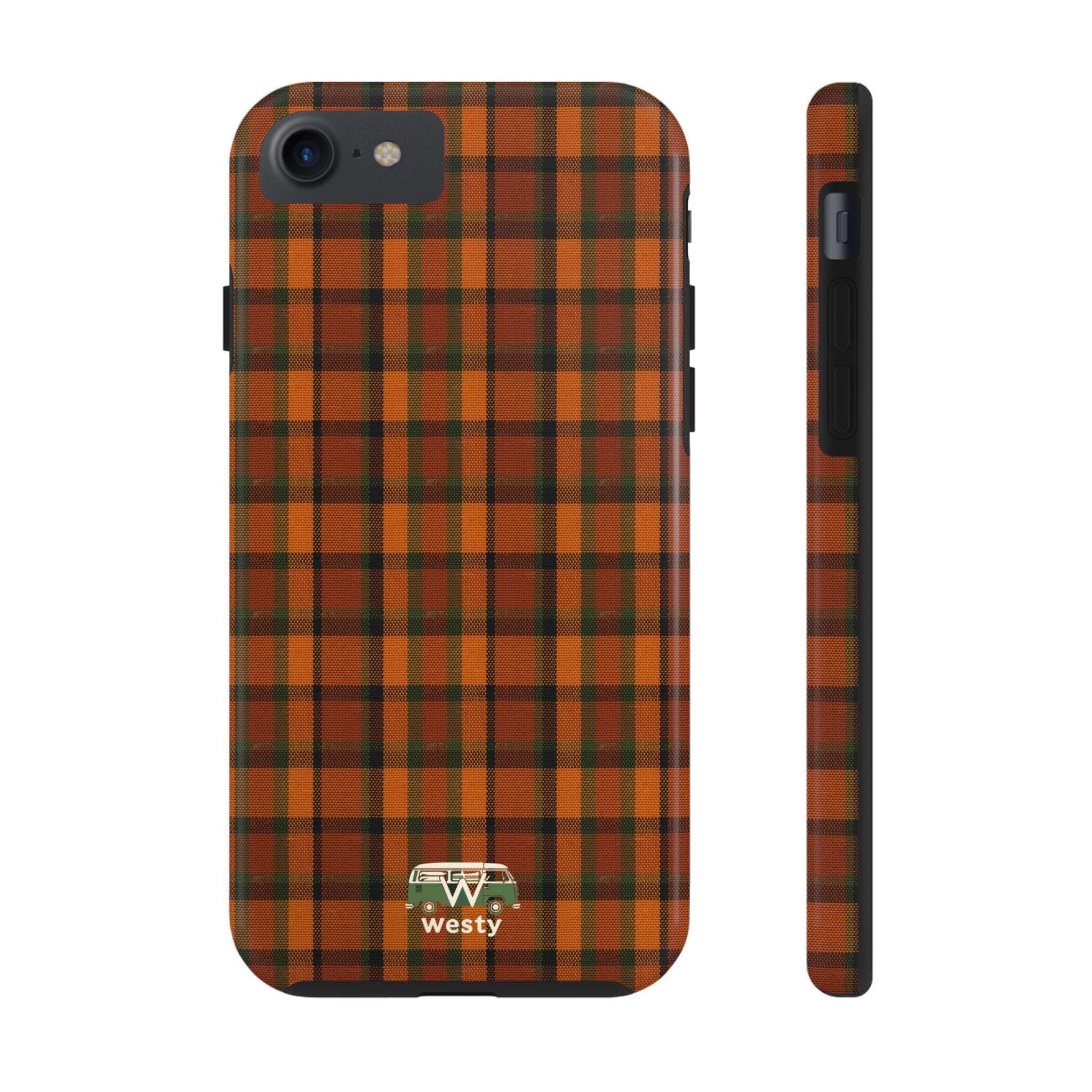 Westy Westfalia Plaid iPhone Case - Orange Retro Van Road Trip