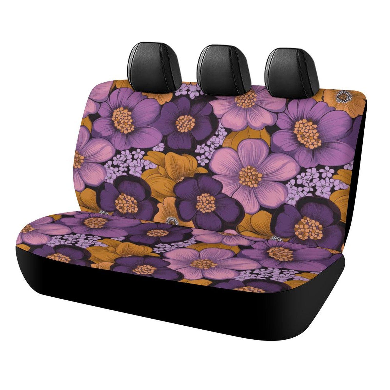 Purple Orange Floral Car Seat Cover | Polyester Spandex | Universal Fit