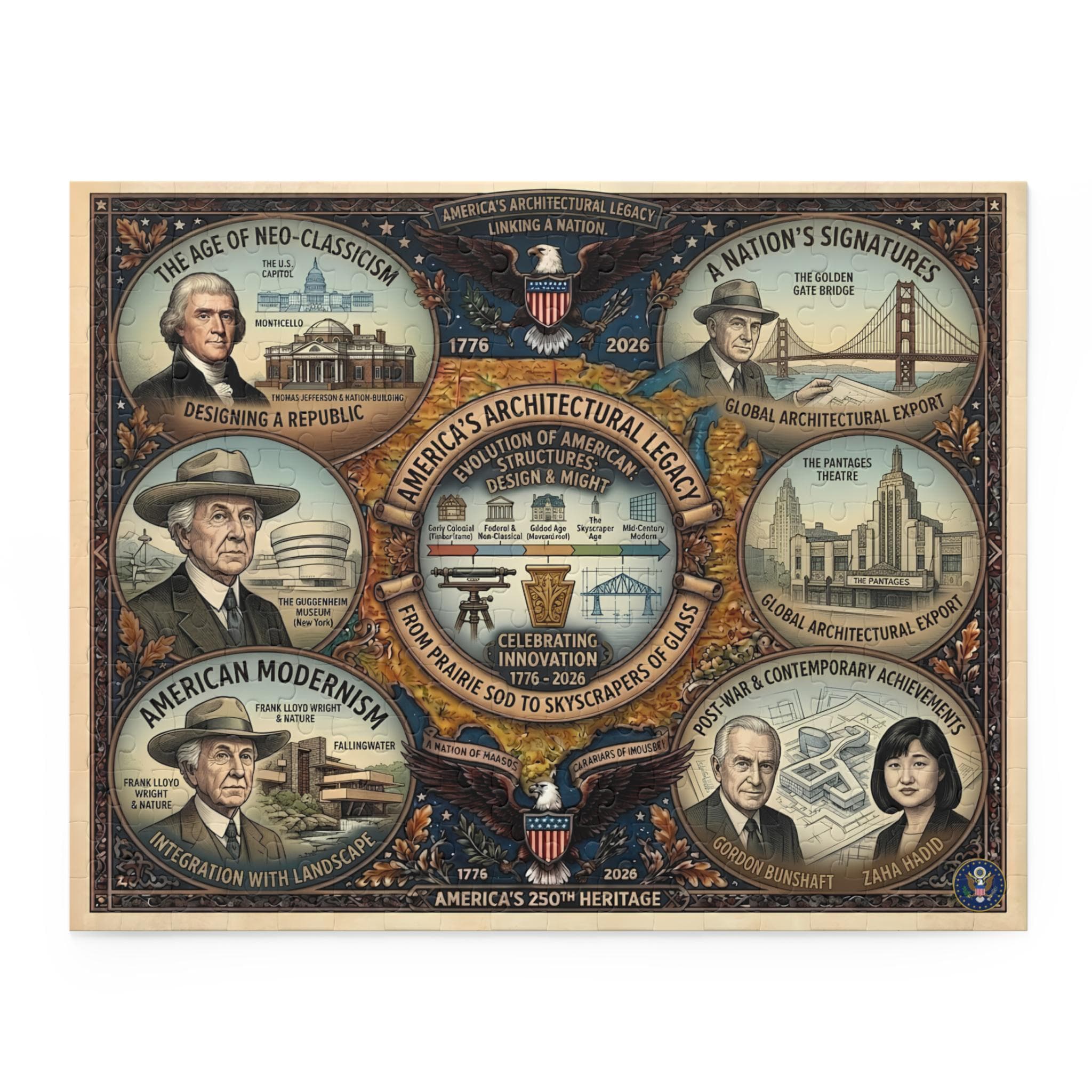 America's Architectural Legacy Puzzle 252-500 Pieces | Historic Landmarks Jigsaw