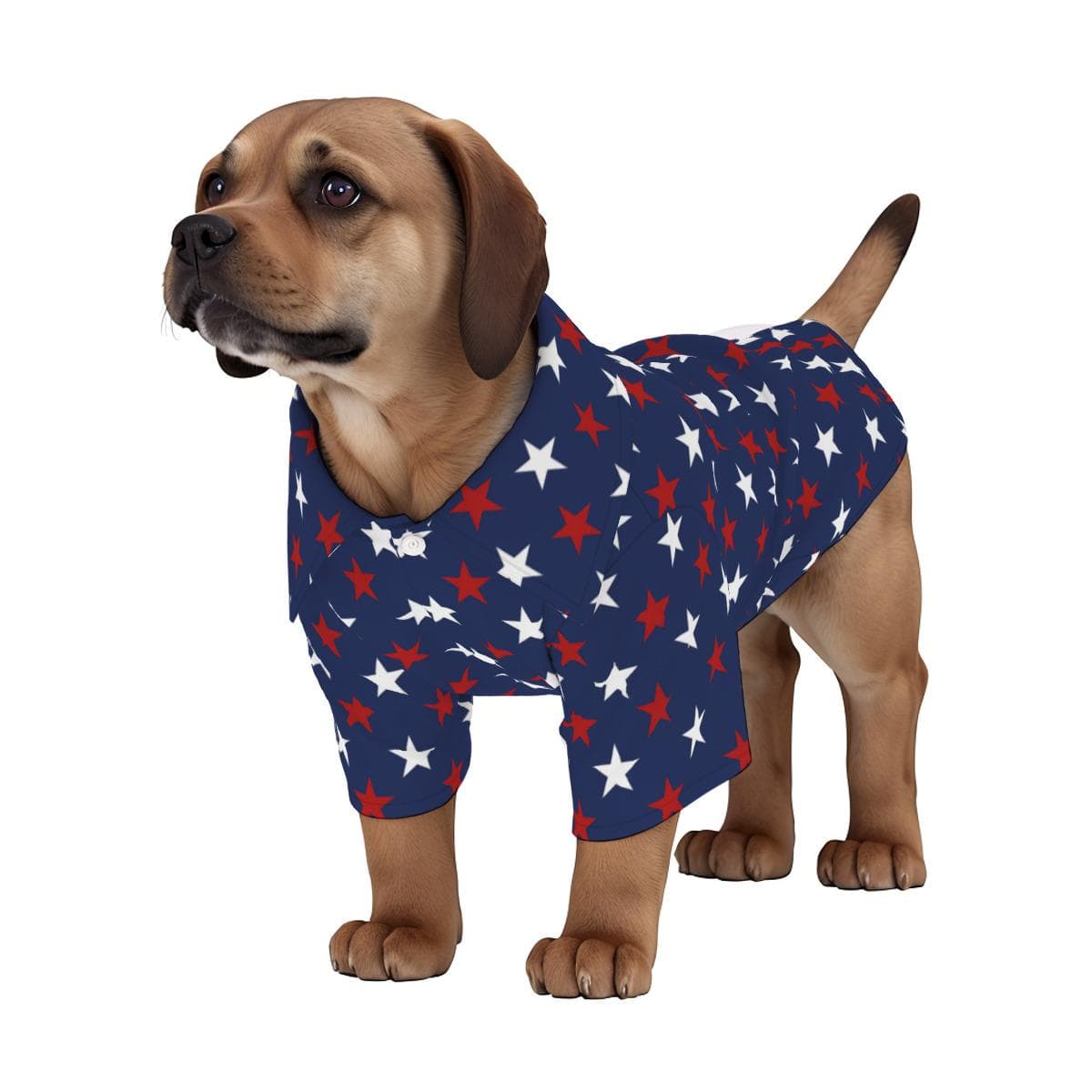 Patriotic Pup Hawaiian Shirt | Star Print Dog Apparel | 4-Way Stretch