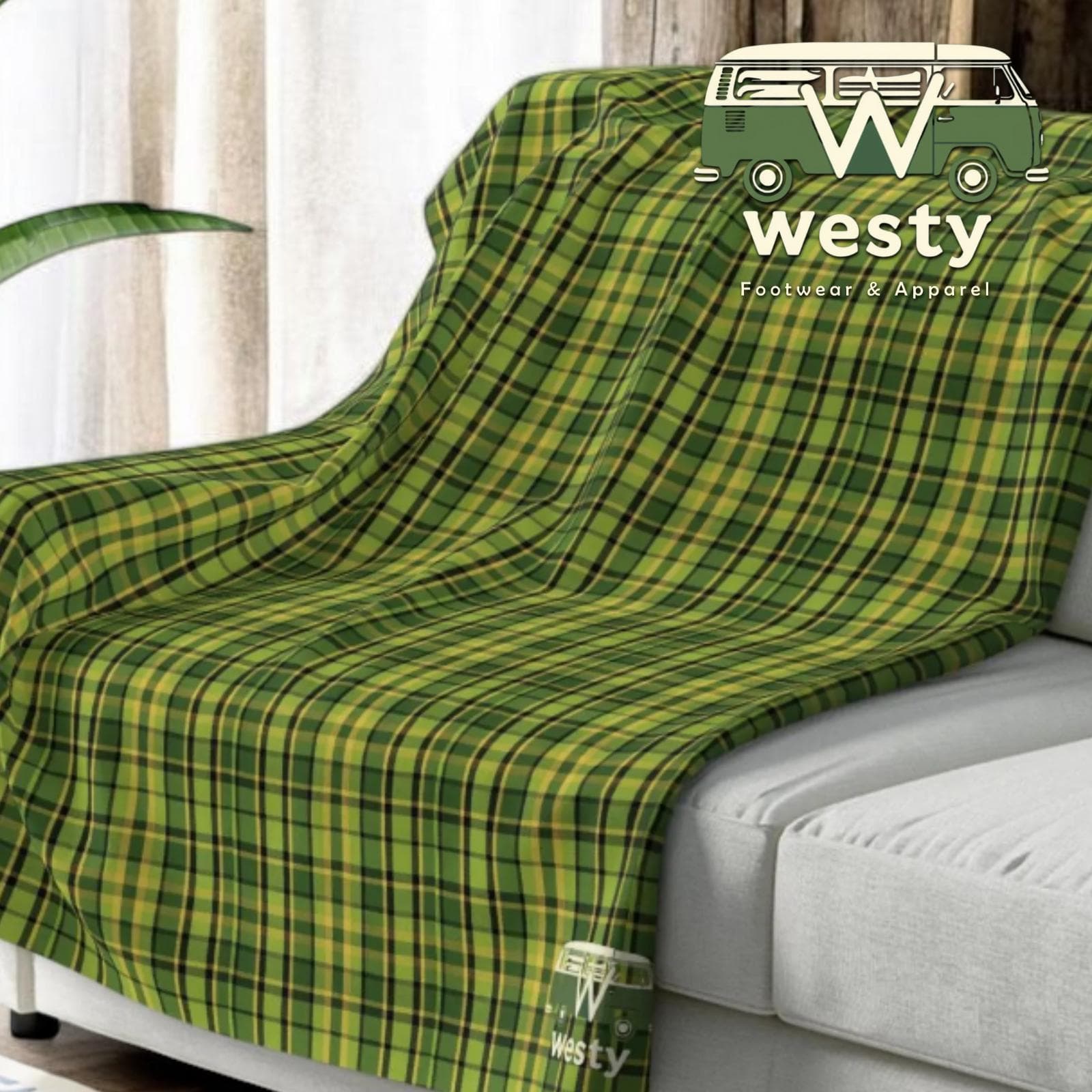 Westy Westfalia Green Sherpa Fleece Blanket - Road Trip Cozy
