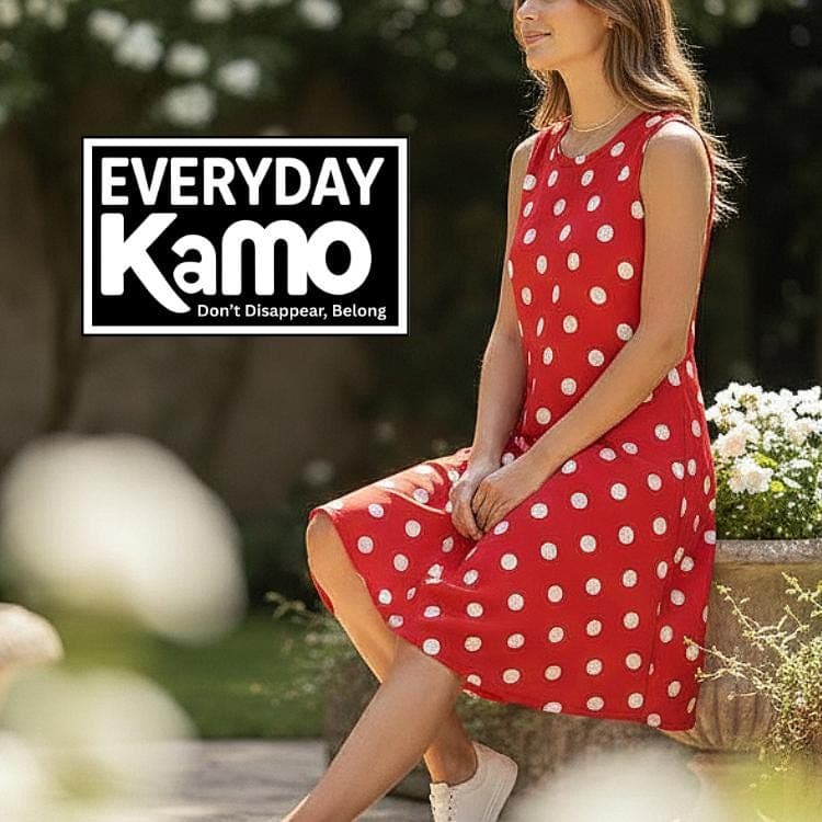 Red Polka Dot Sleeveless Summer Dress with Pockets | Comfy Knee-Length A-Line Dress