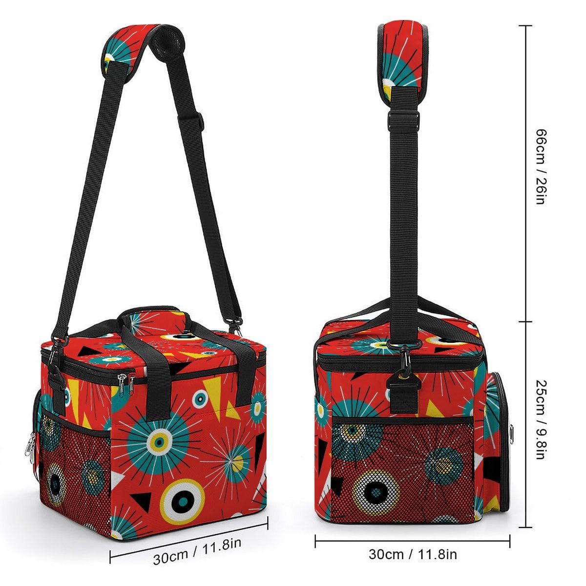 Retro Geometric Cooler Bag | Insulated Oxford Lunch Tote | Leakproof