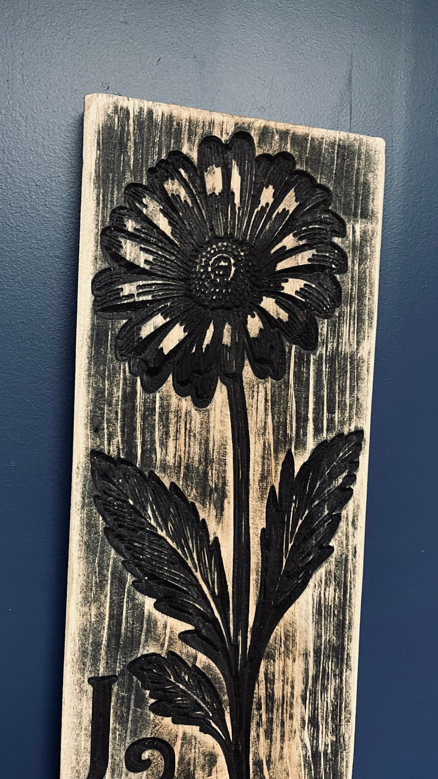 Love Flower Vertical Carved Wood Sign, Rustic Home Decor, Handmade Wooden Wall Art, Country Farmhouse, Unique Gift Idea