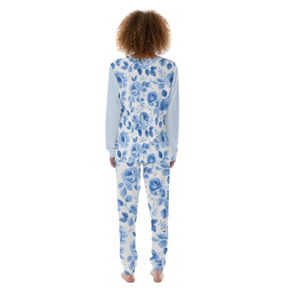 Blue Rose Floral Pajama Set | Soft & Skin-Friendly Loungewear | Comfortable Women's Sleepwear | 2-Piece PJs