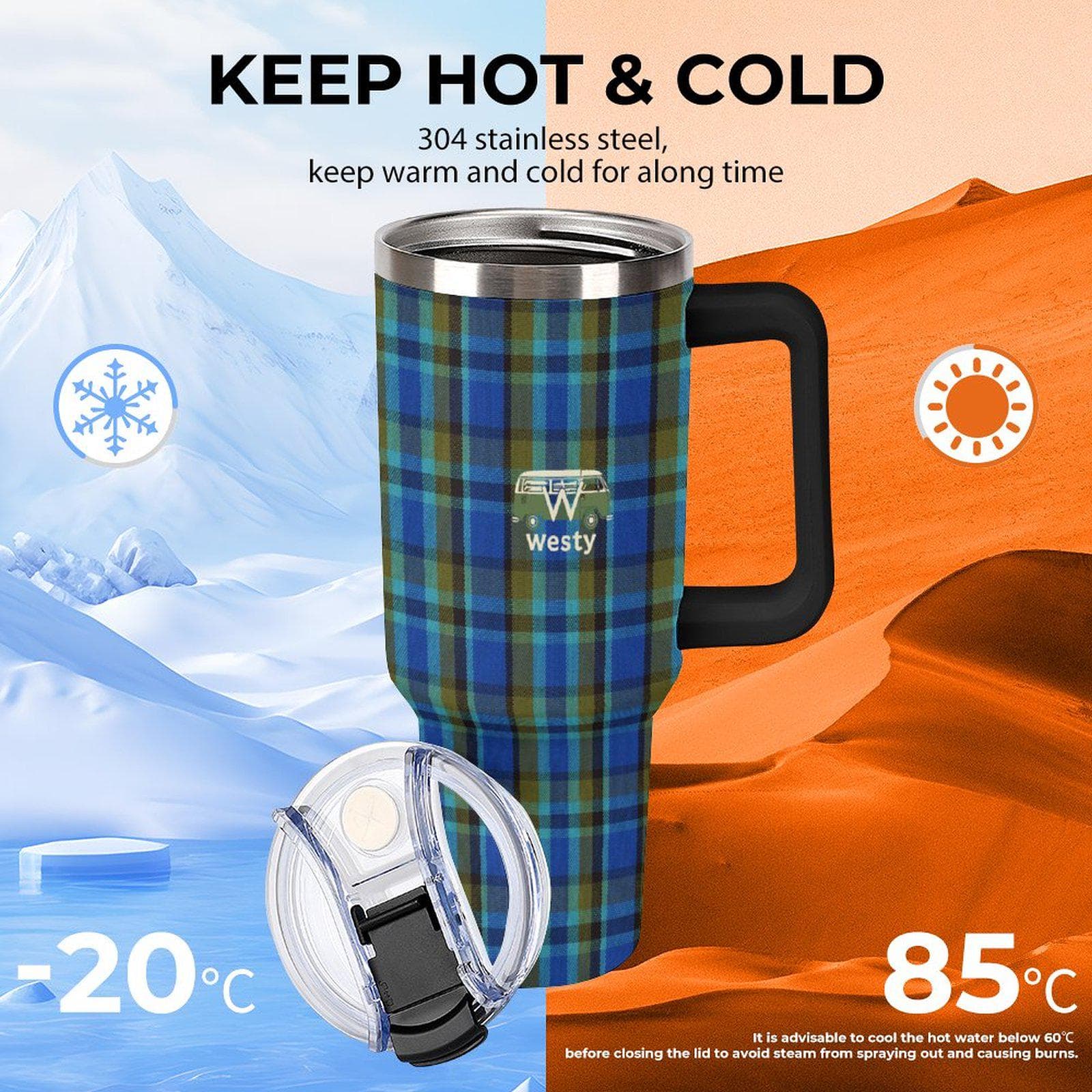 Westy Westfalia Blue 40oz Insulated Tumbler with Handle