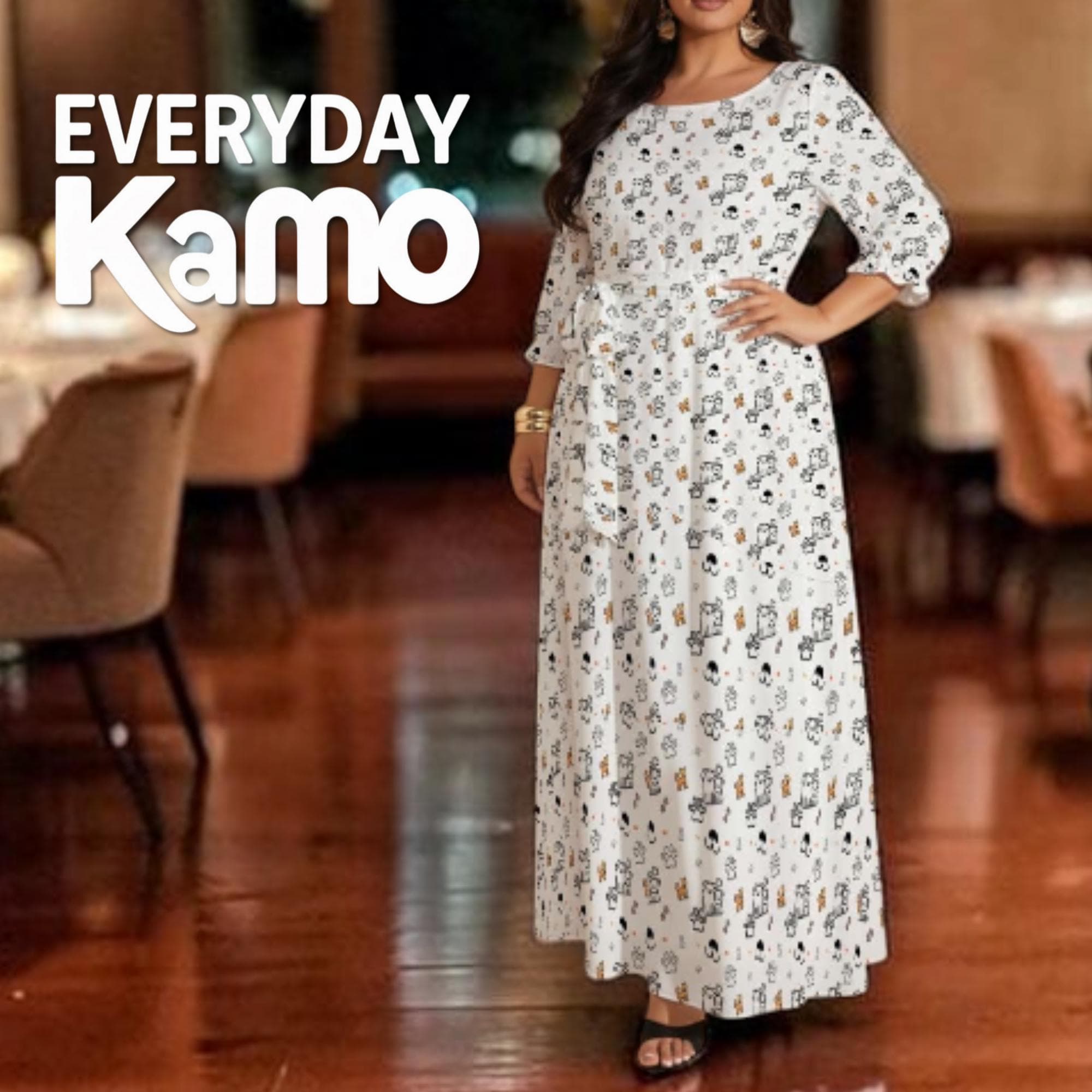 Artistic Print Maxi Dress | Milk Silk Puff Sleeve Flowy Summer Dress