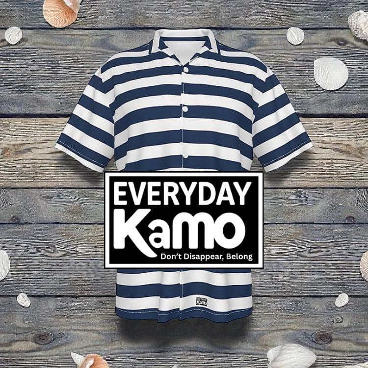 Men's Nautical Stripe Hawaiian Shirt | Navy White Short Sleeve Button Down | Breathable Summer Beach & Resort Wear