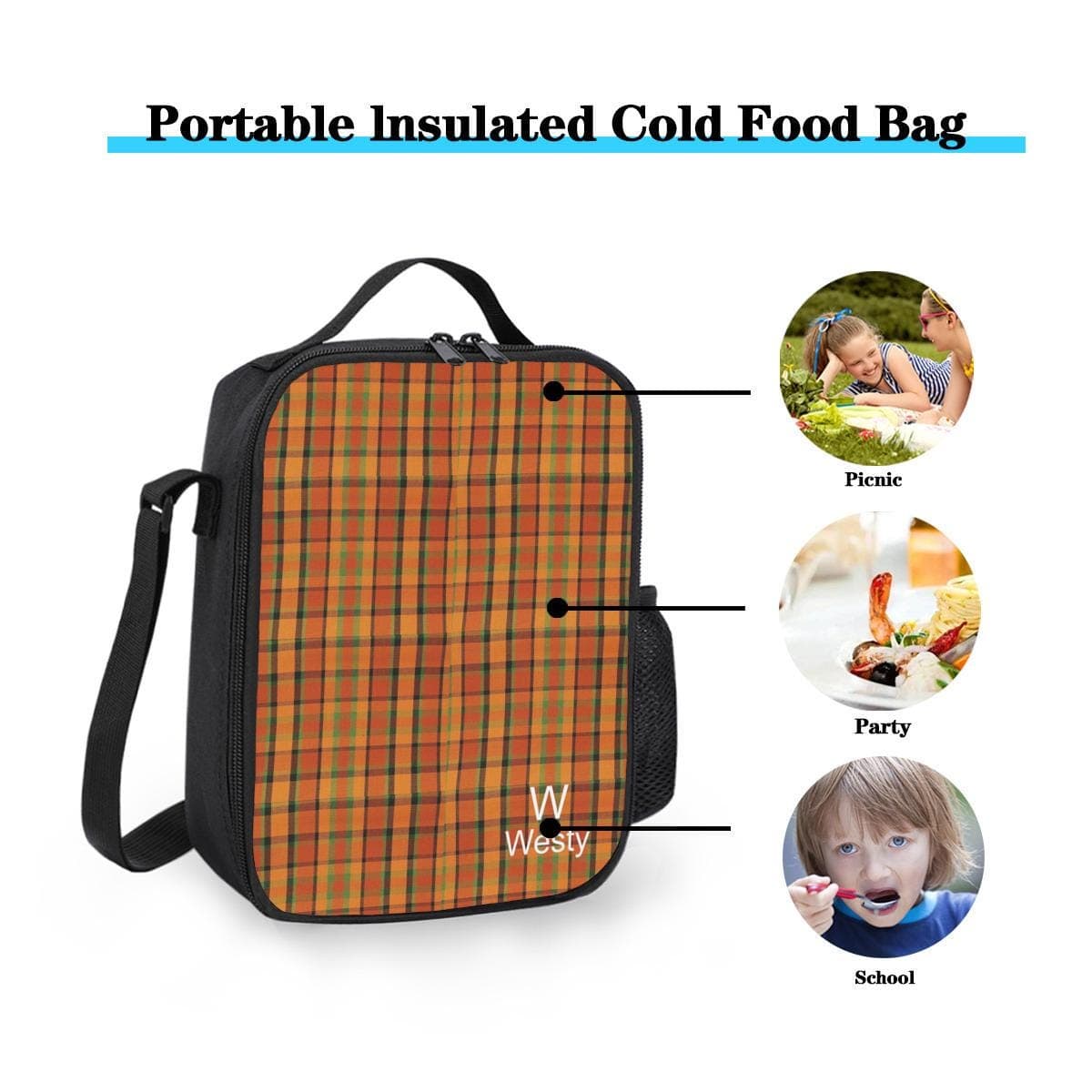 Westfalia Westy Orange Square insulated lunch bag｜Oxford cloth