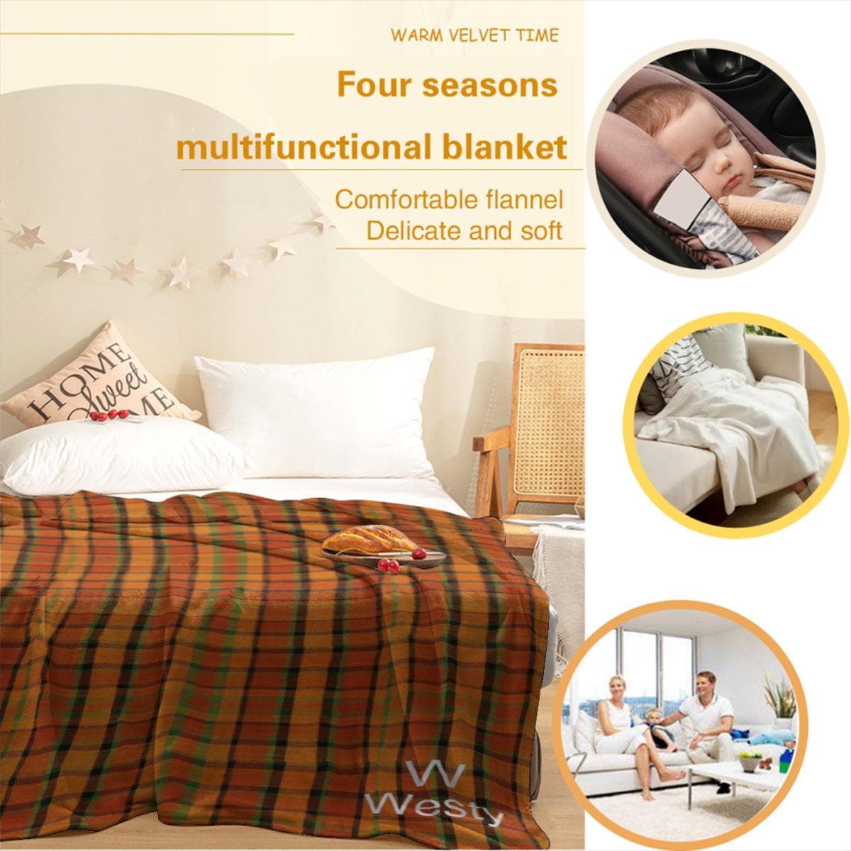 Westfalia Westy Orange Flannel Blanket 30x40inch