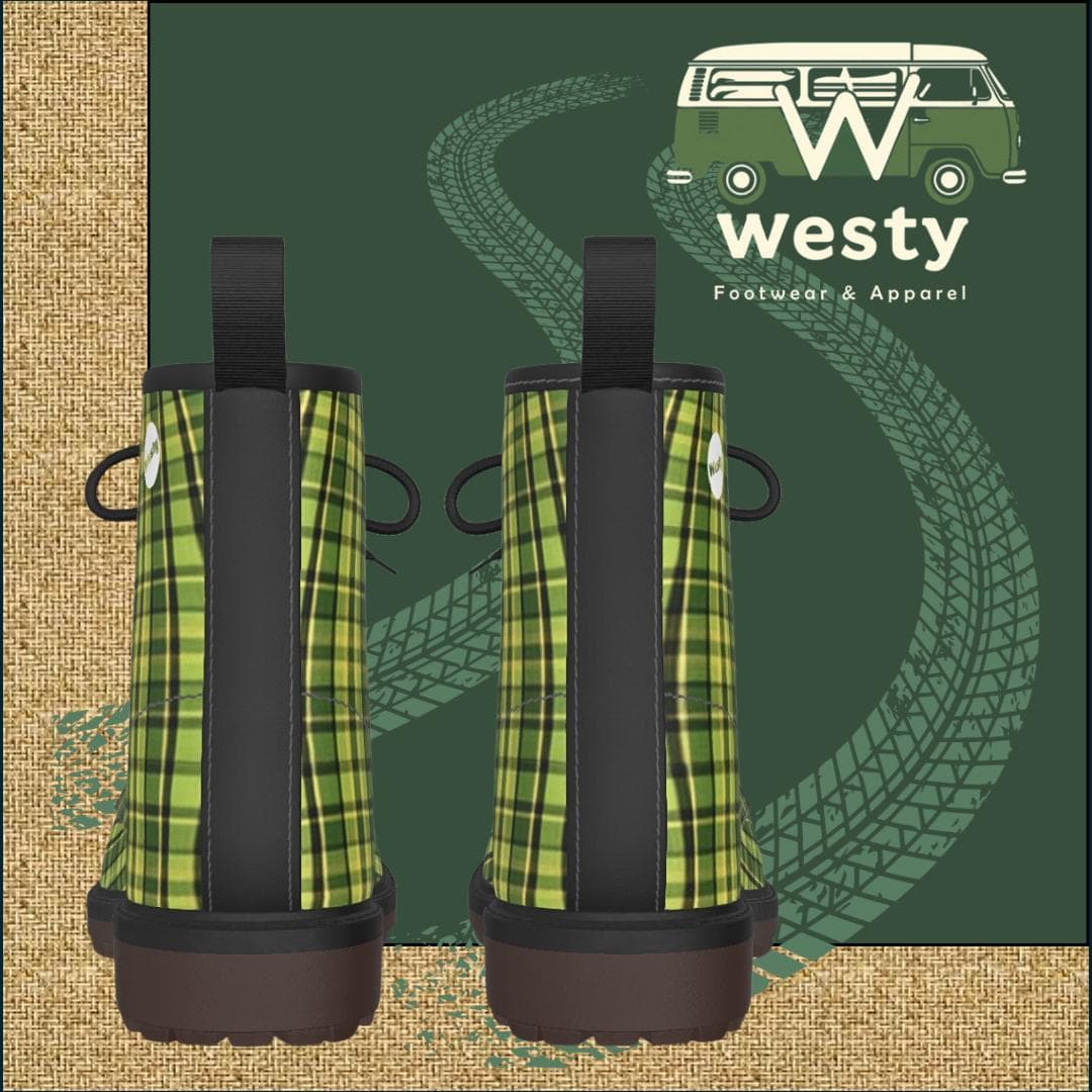 Westy Green Plaid Women's Lace-Up Boots - Westfalia Road Trip Style