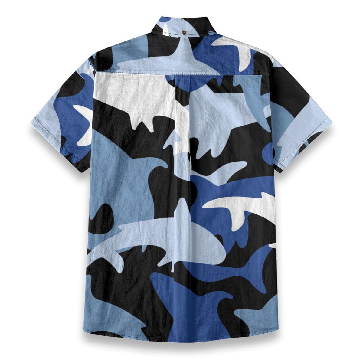 Men's Shark Camo Aloha Shirt | Blue Ocean Print, Slub Cotton