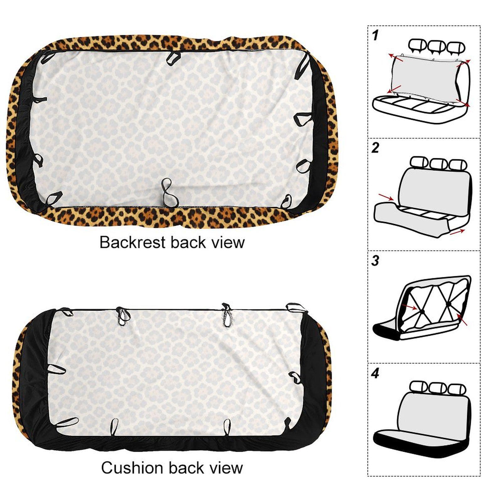 Leopard Print Car Seat Cover Back Seat Universal Fit Polyester Spandex