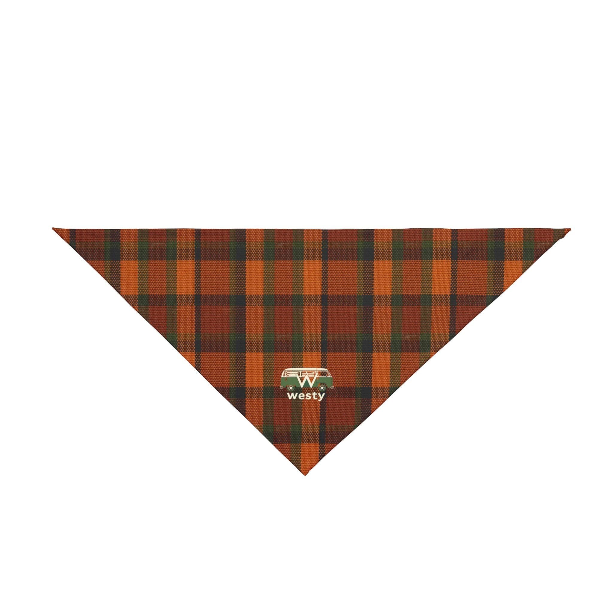 Westy Orange Plaid Pet Bandana, Camper Van Dog Scarf