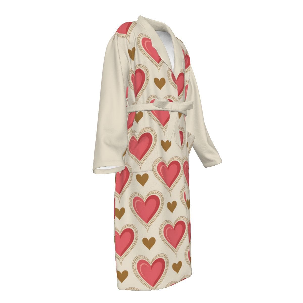 Pink Heart Pattern Jersey Knit Robe | Soft Loungewear