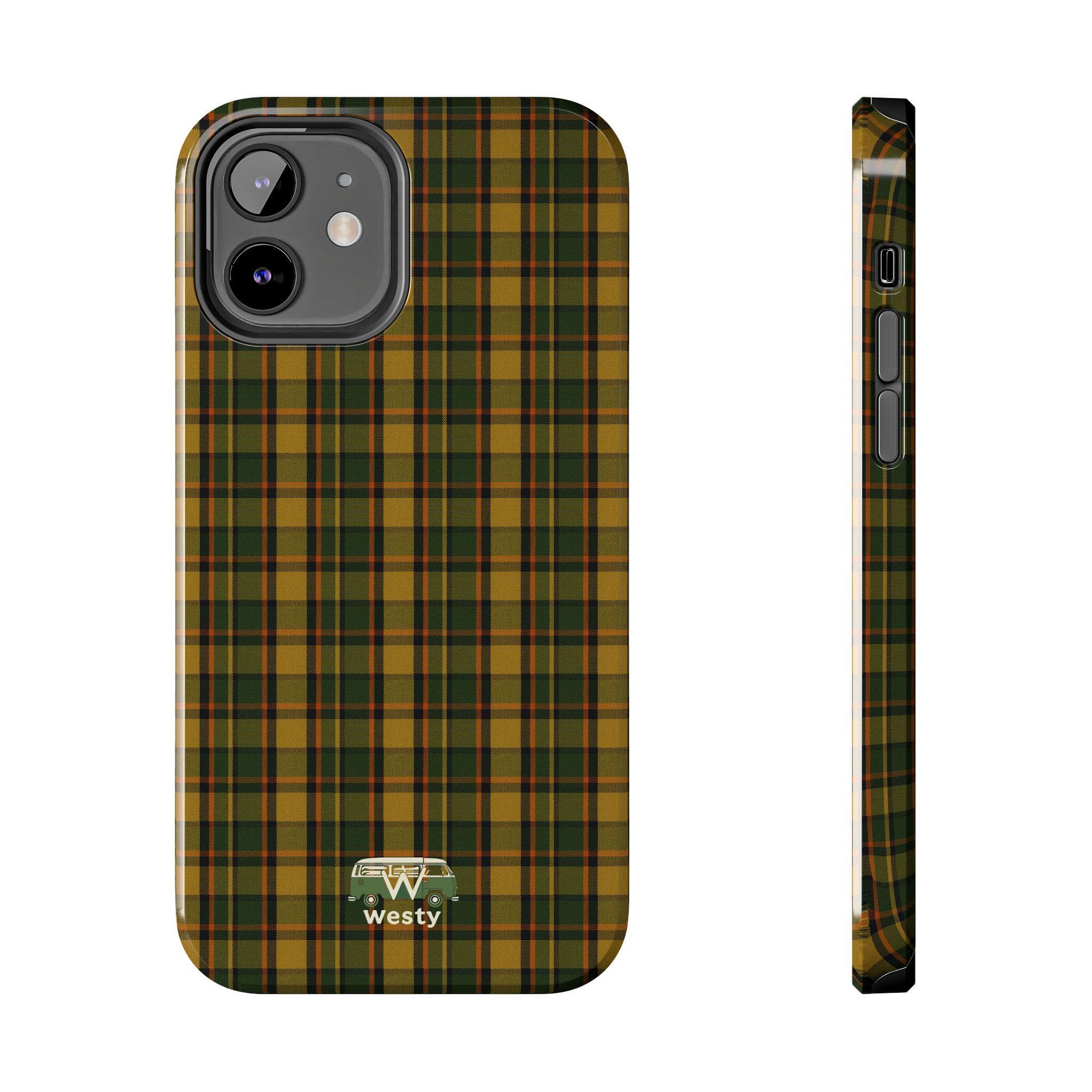 Westfalia Camper Van Plaid Phone Case, Protective Mobile Accessory