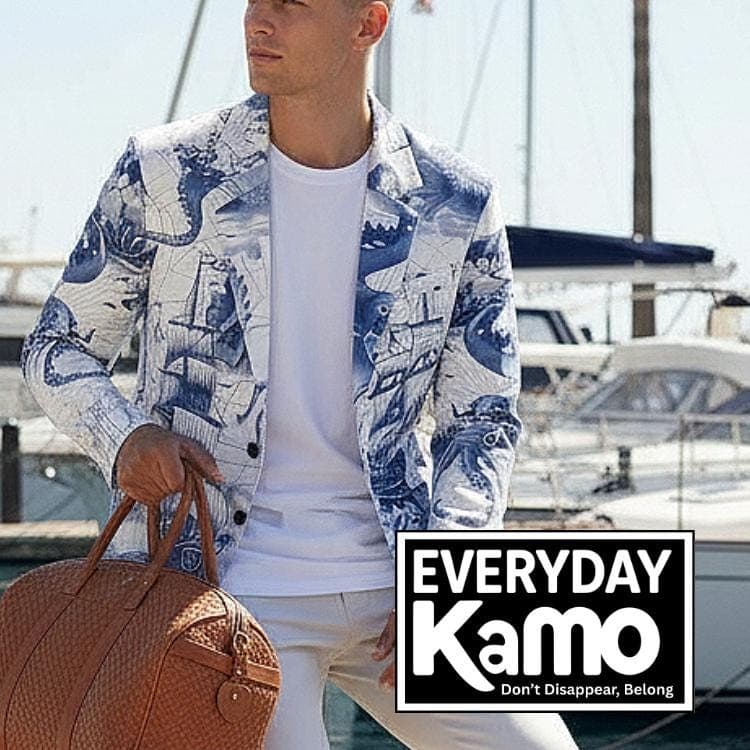 Nautical Blazer | Kraken Sea Monster Ship Print Cotton Jacket | Unique Statement Blazer