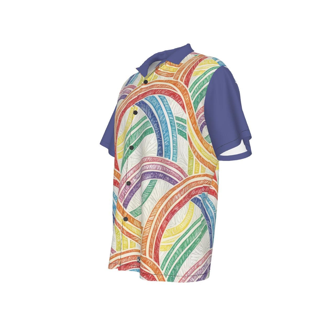 Vibrant Rainbow Sketch Hawaiian Shirt | Men's Colorful Abstract Button Up | Summer Casual Aloha Shirt