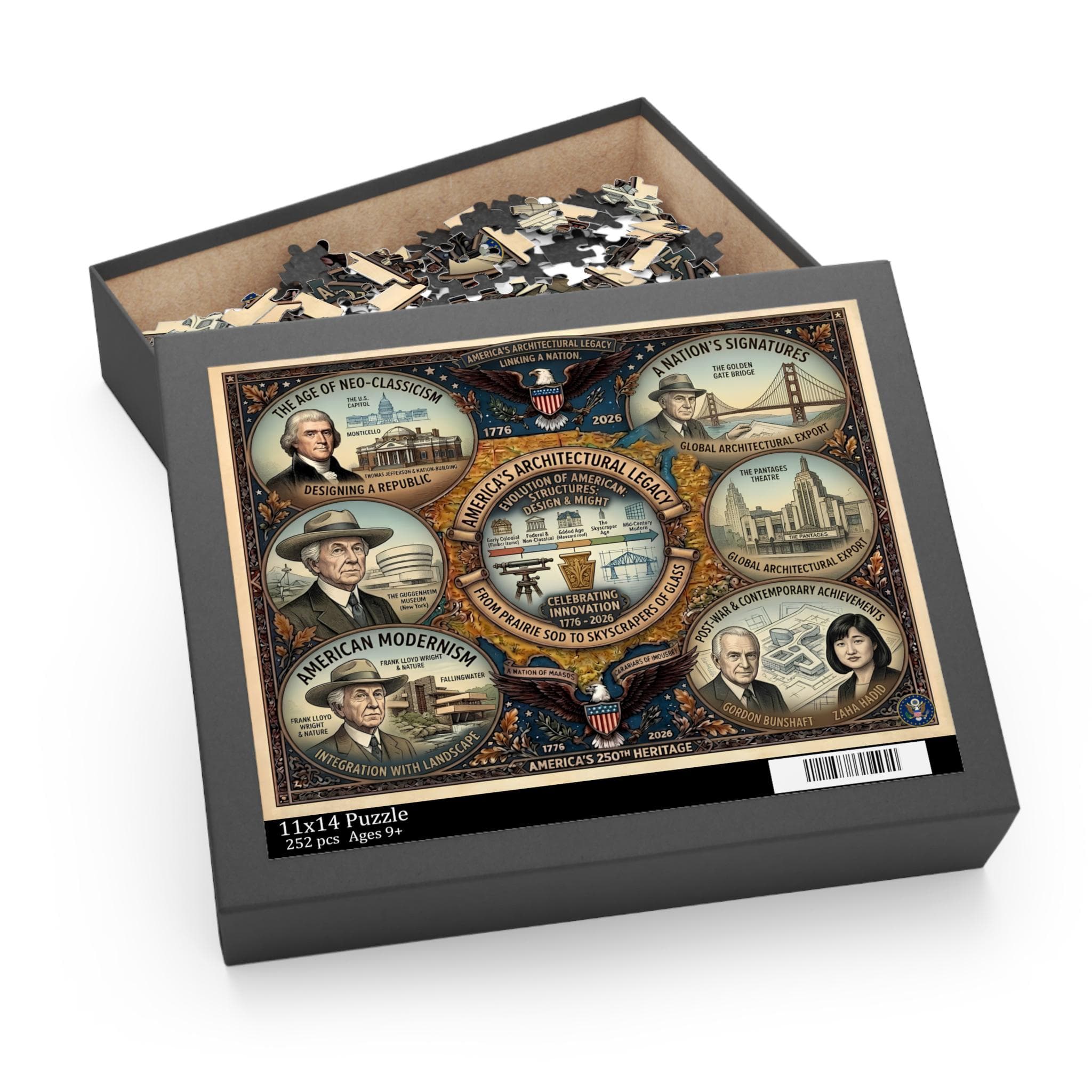 America's Architectural Legacy Puzzle 252-500 Pieces | Historic Landmarks Jigsaw