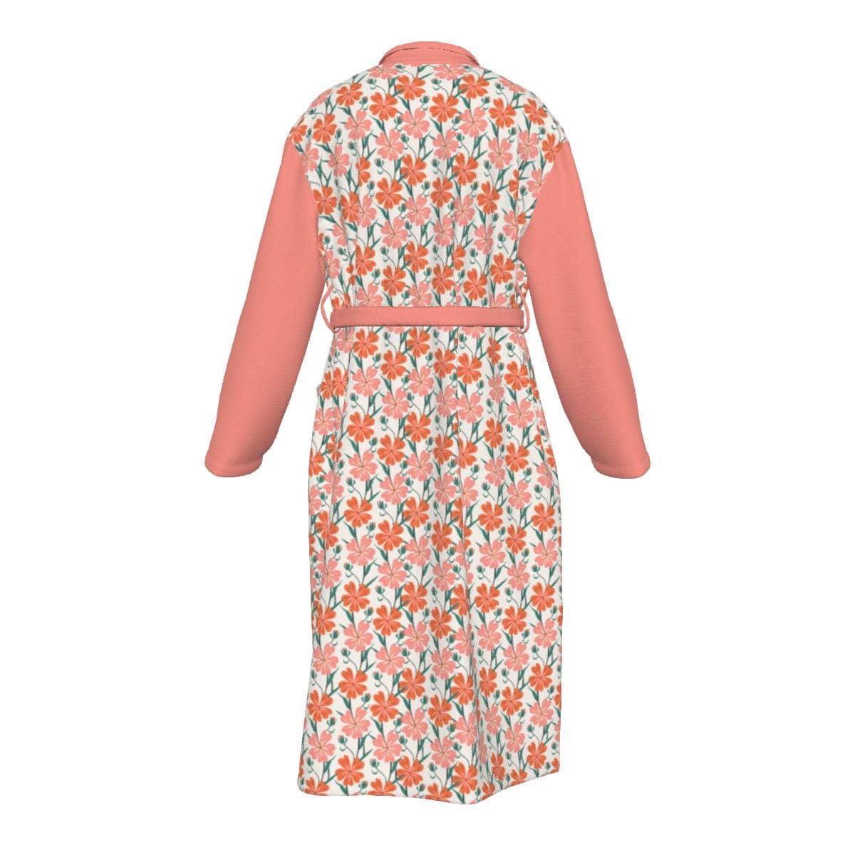 Soft Floral Jersey Robe with Pockets | Women's Peach Blossom Loungewear | Comfortable Bathrobe Gift