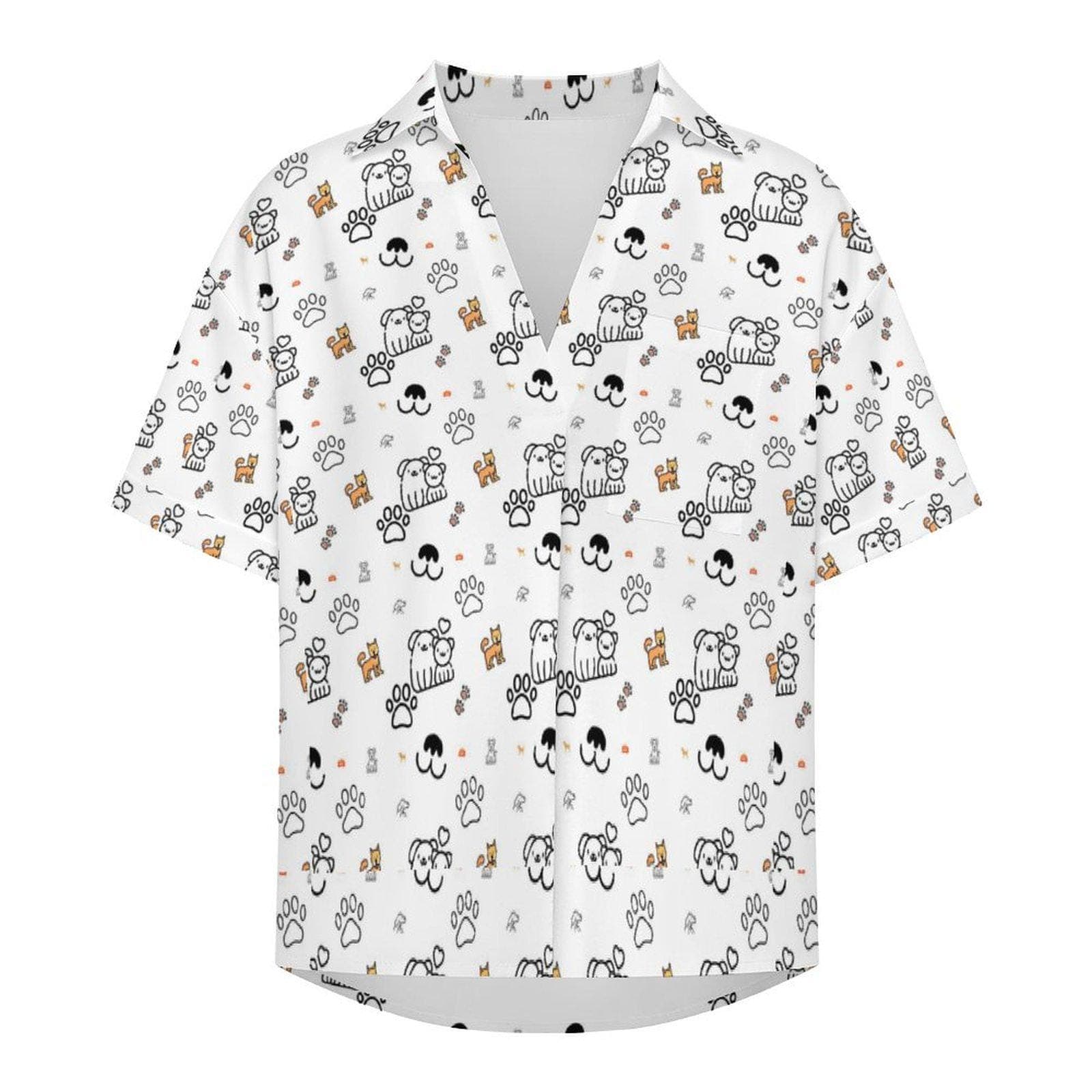 Women's Dog Paw Print Lapel Collar Shirt | Custom All-Over Print | 4-Way Stretch