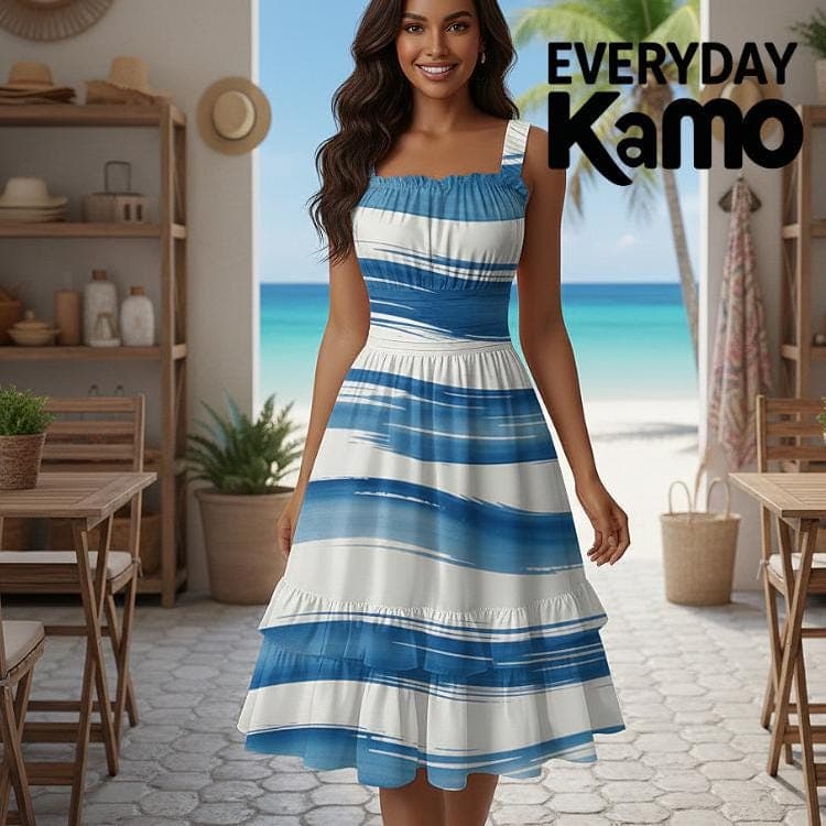 Tropical Breeze Ruffle Hem Dress - Summer Chic Milk Silk