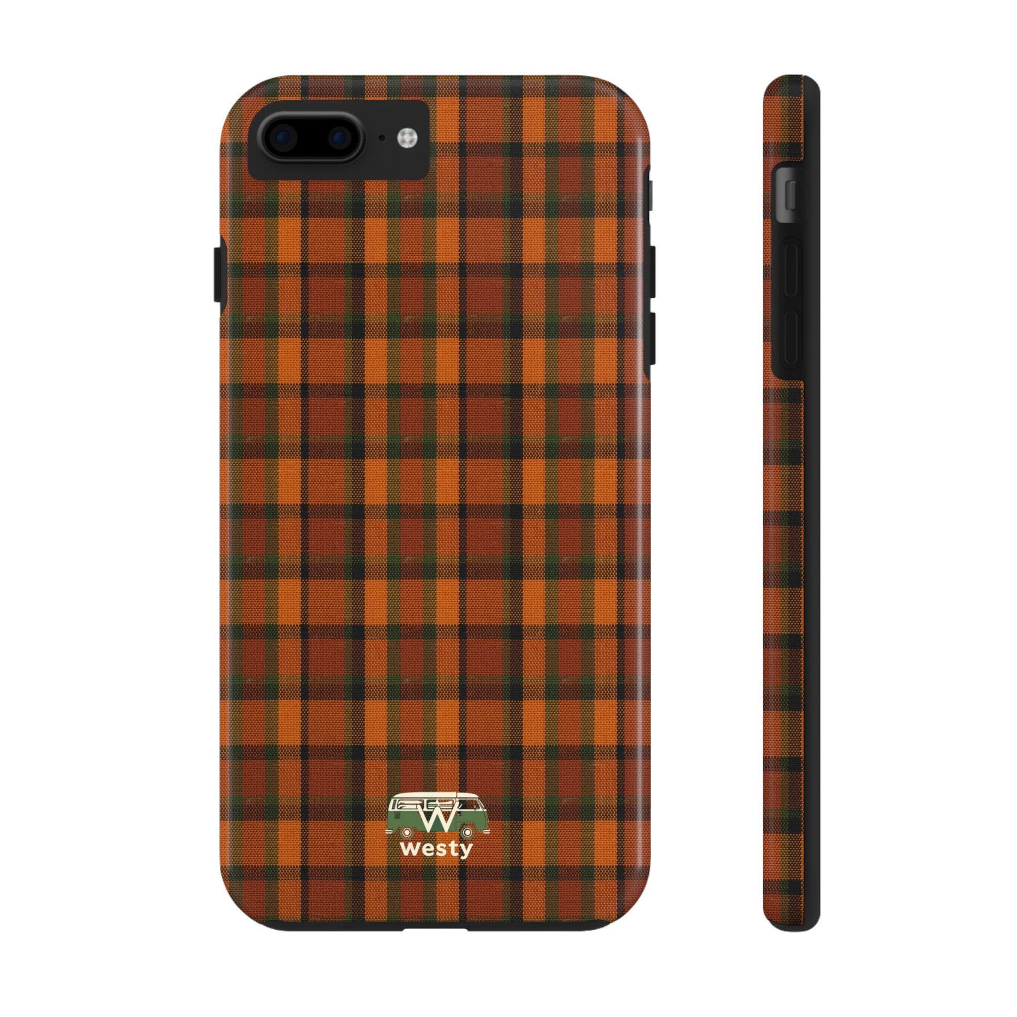 Westy Westfalia Plaid iPhone Case - Orange Retro Van Road Trip