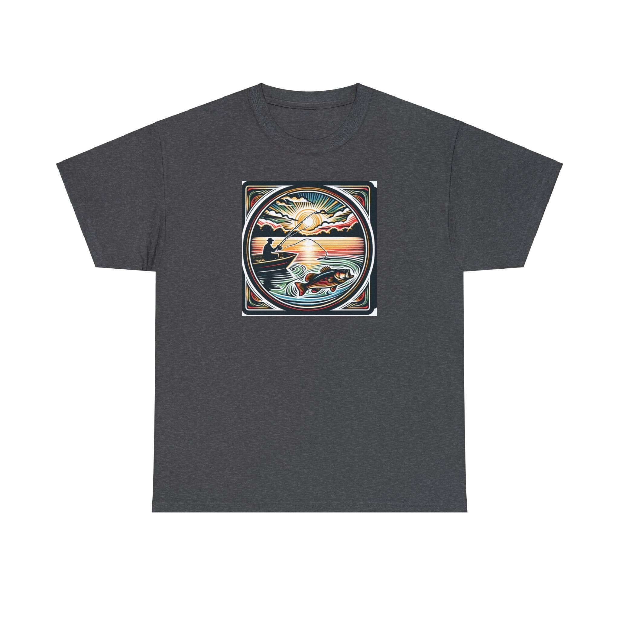 Fishing T-Shirt Woodcut Style Bass Angler Outdoor Tee Unisex