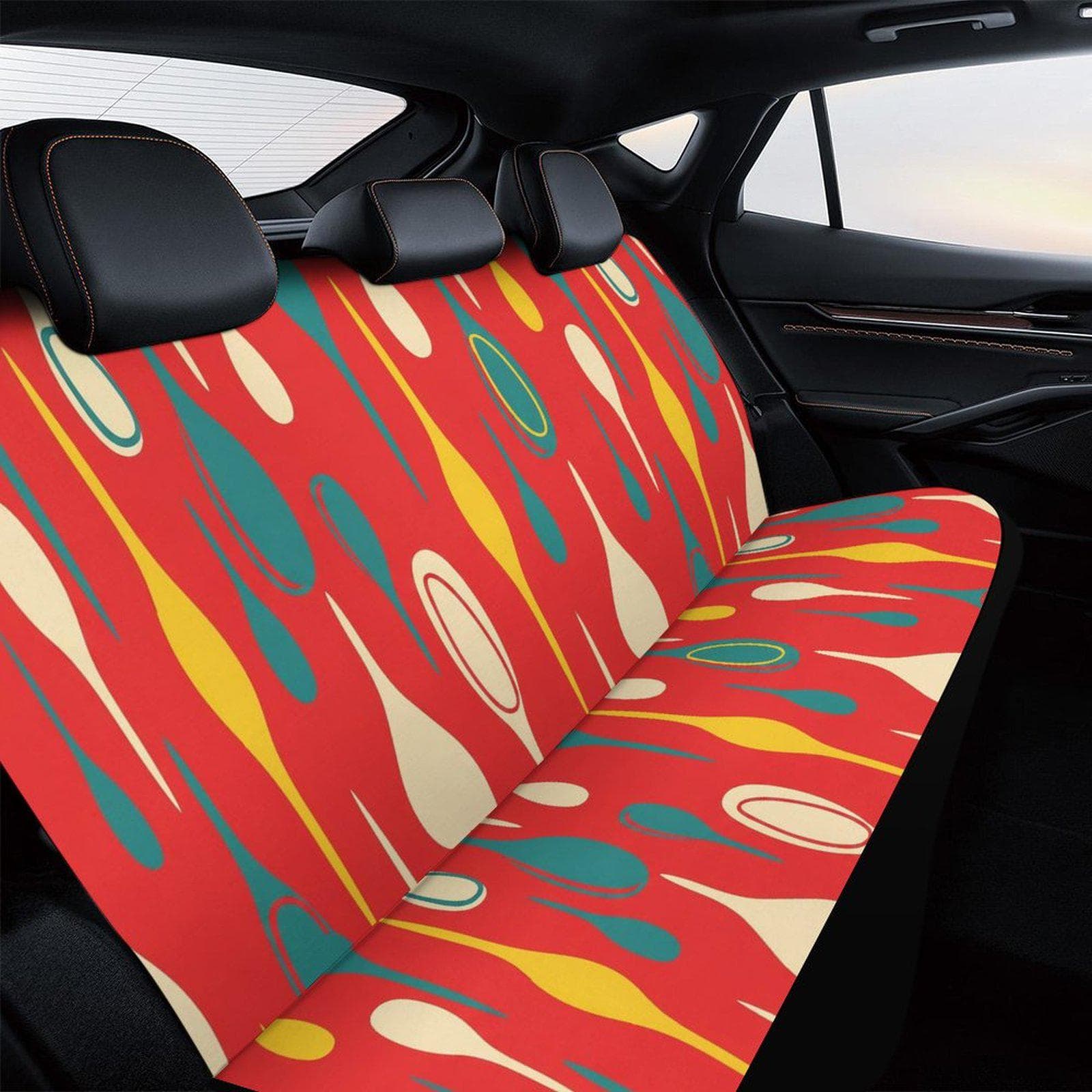 Retro Car Back Seat Cover | Mid-Century Teardrop Pattern | Universal Fit Spandex