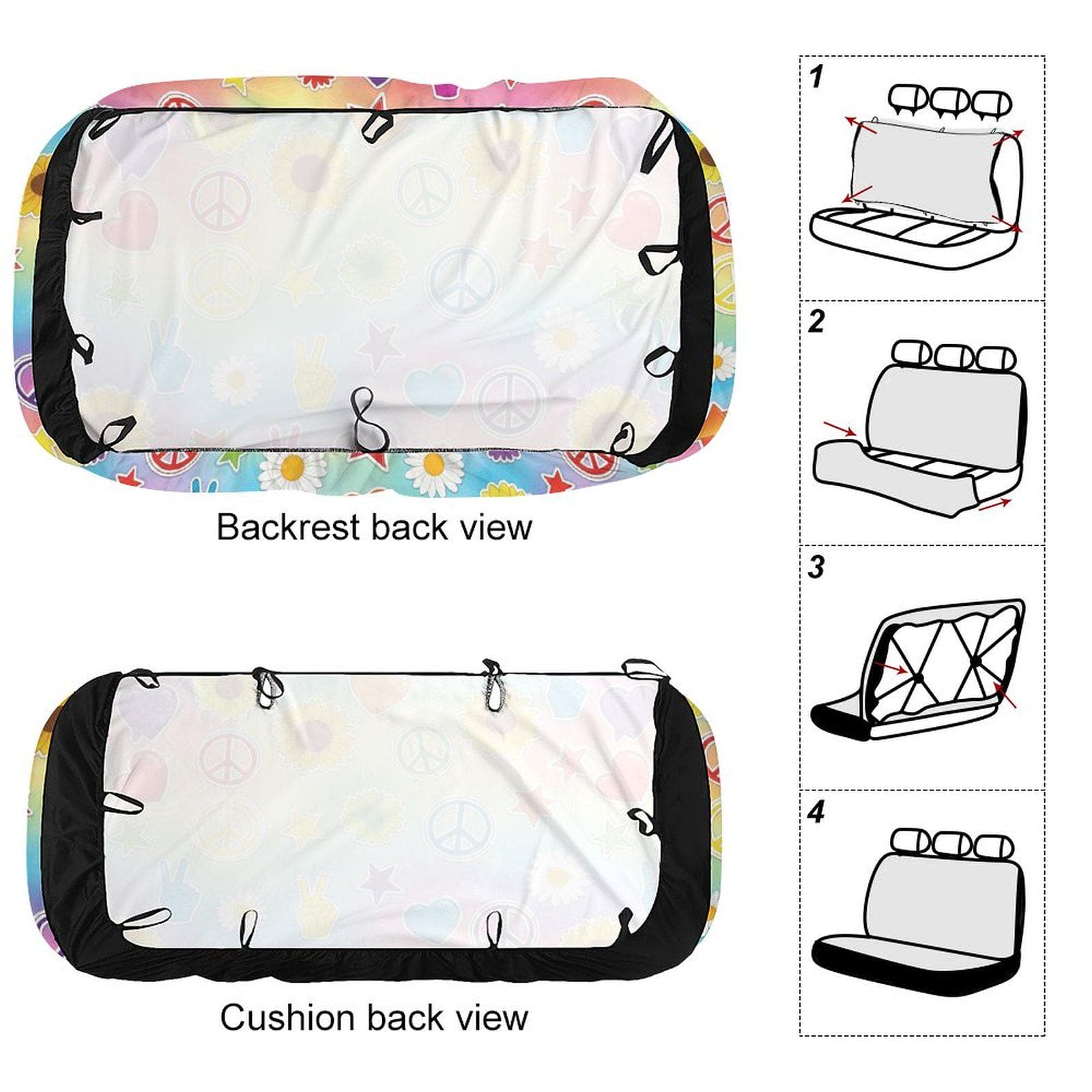 Custom Sublimation Car Seat Cover | Handmade Peace Love Design | Polyester