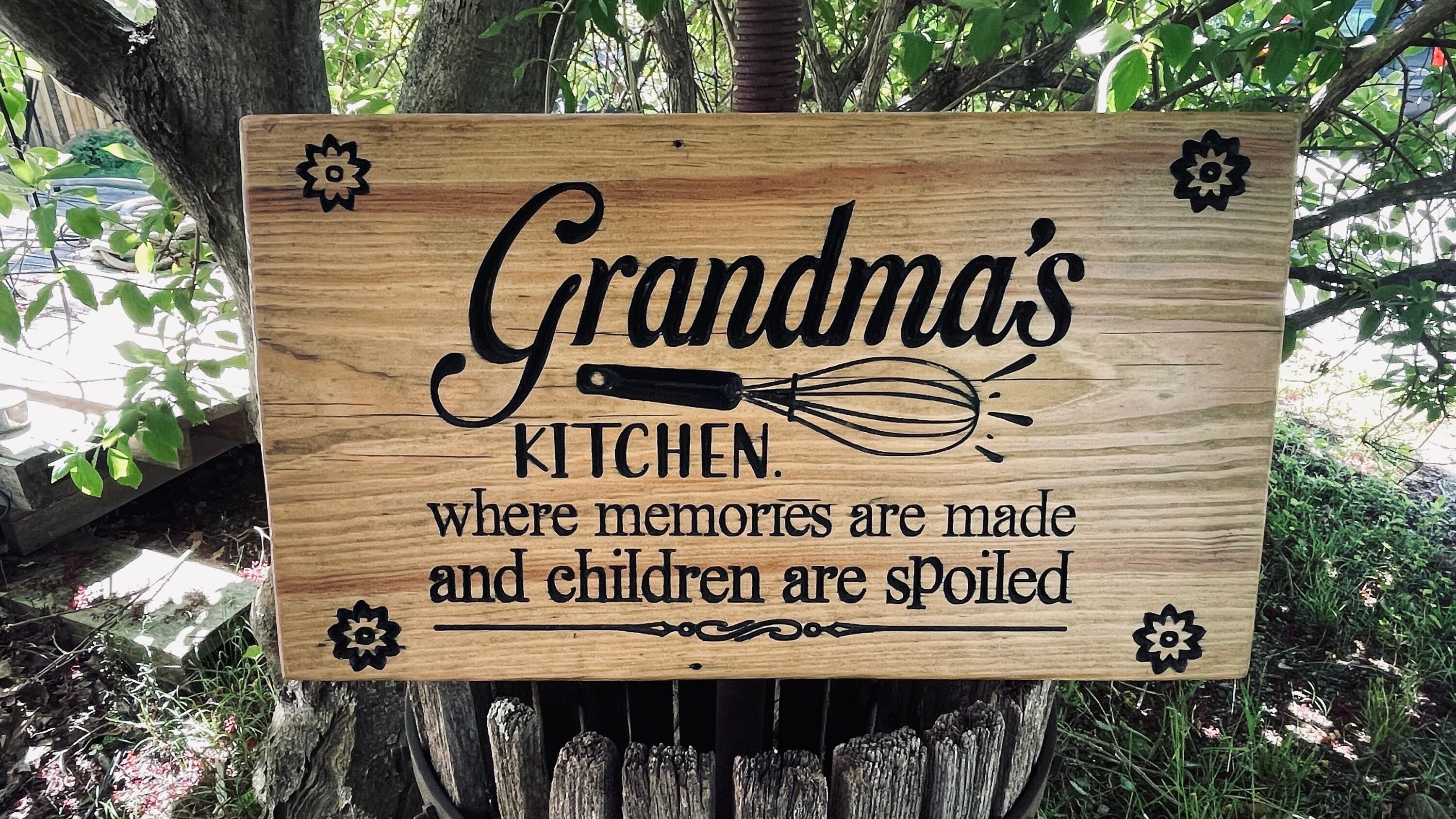 Grandma's Kitchen Horizontal Carved Wood Sign