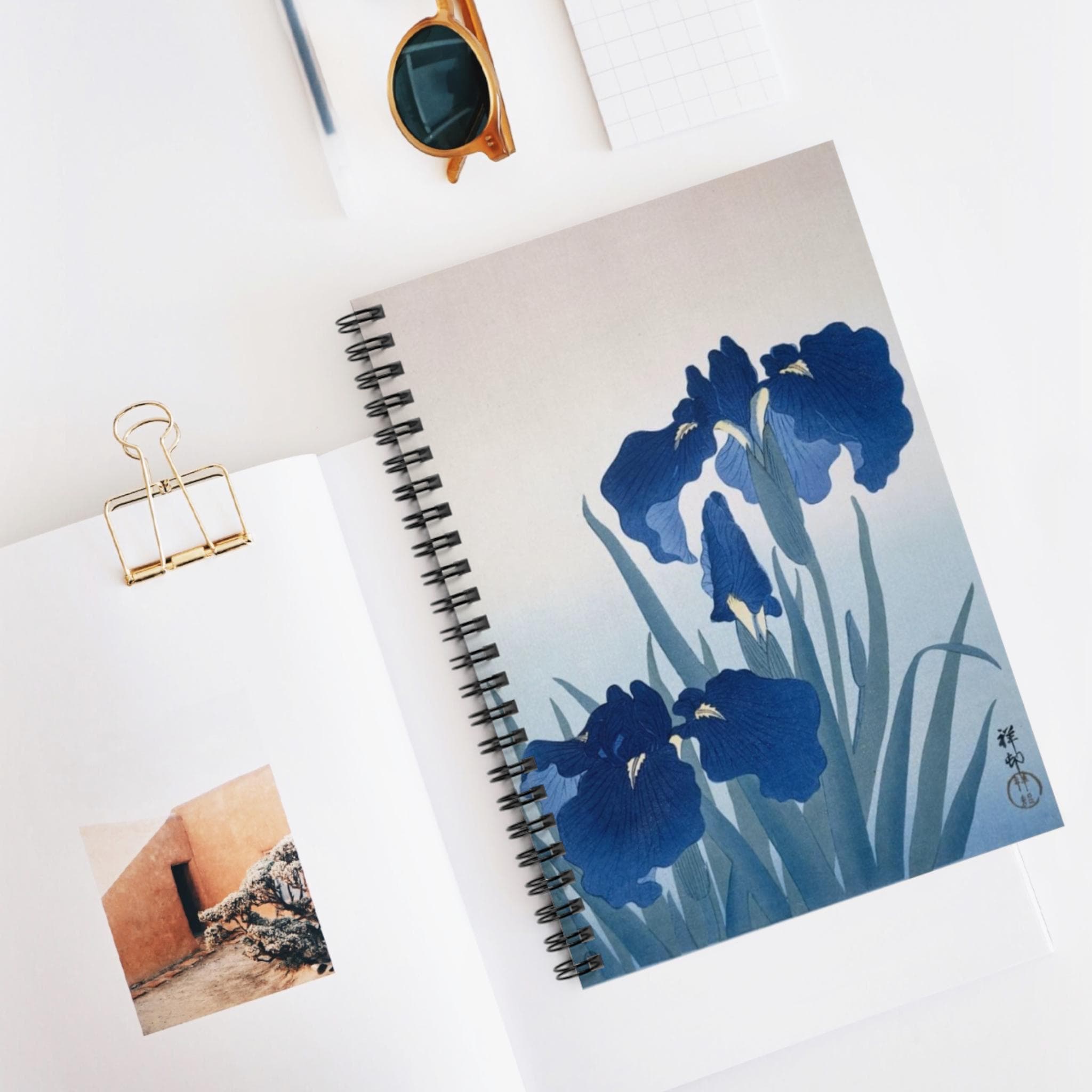 Japanese Iris Spiral Notebook – Floral Lined Journal