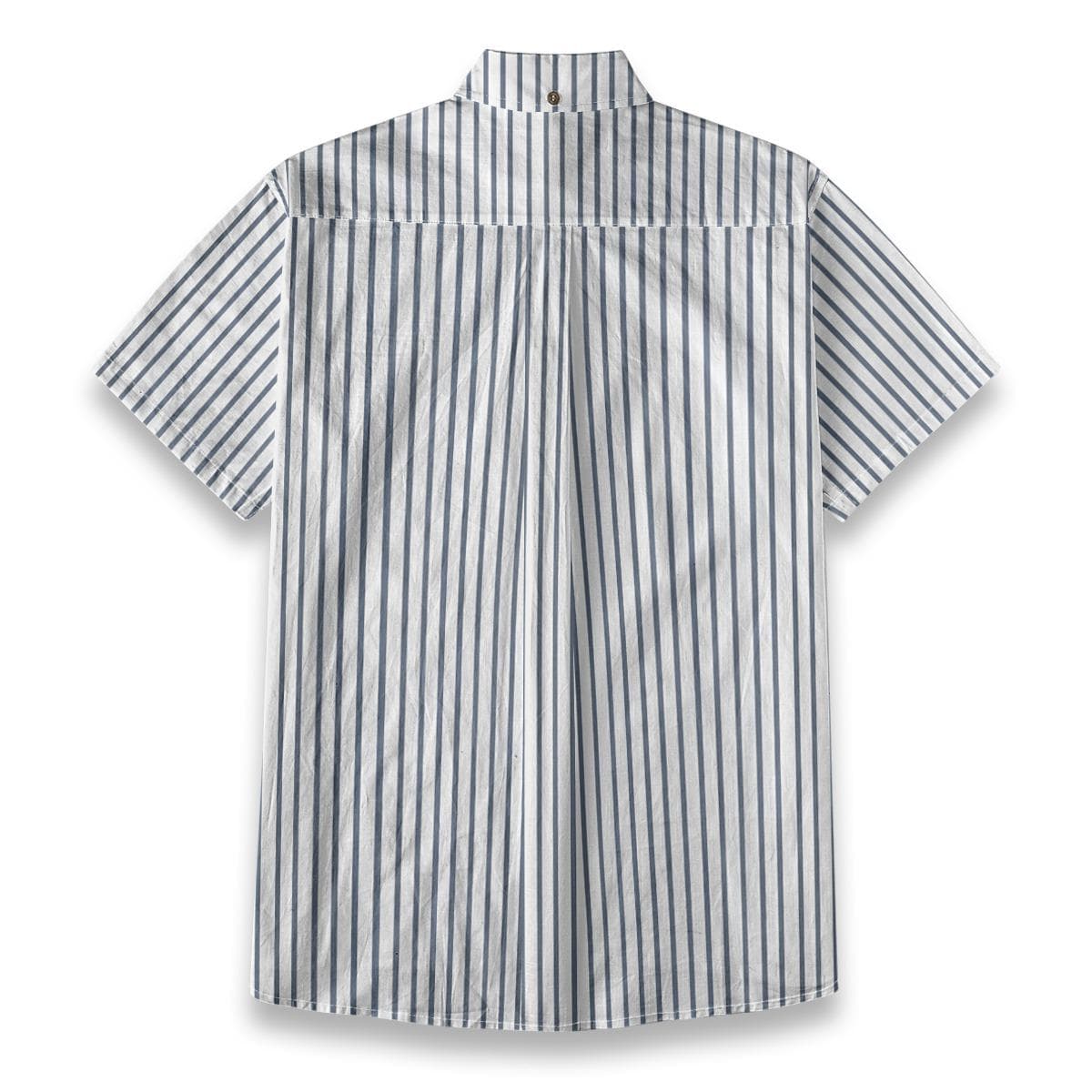 Men's Striped Slub Cotton Shirt | Short Sleeve Button-Down with Coconut Buttons