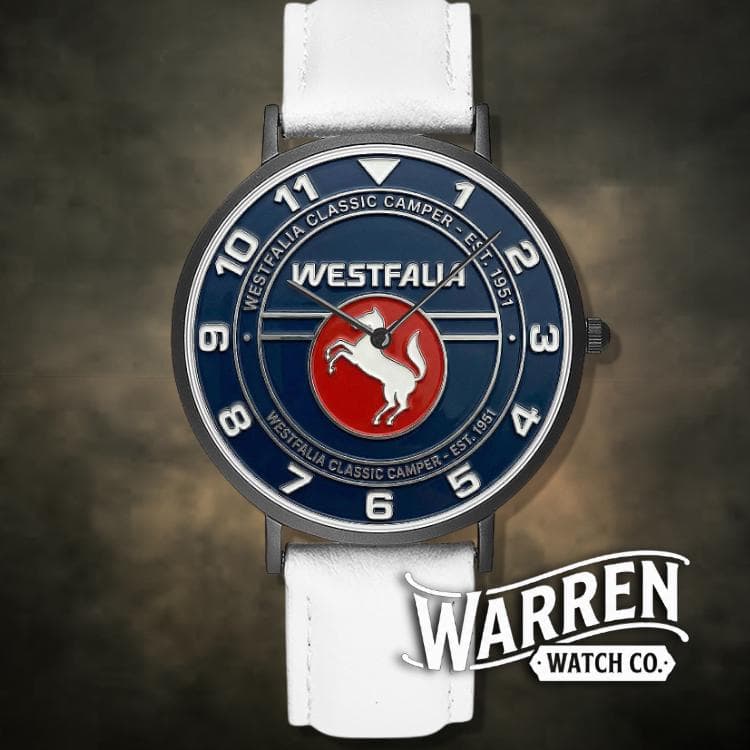 Westfalia Classic Camper Watch | Unisex Quartz Watch with Genuine Leather Band & Stainless Steel Case