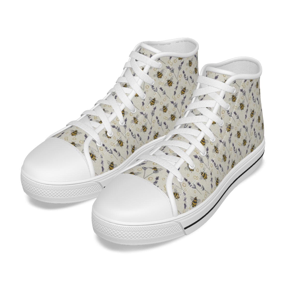 Women's Bumblebee & Lavender High Tops | Women's Comfortable Canvas Sneakers | All-Season Fashion