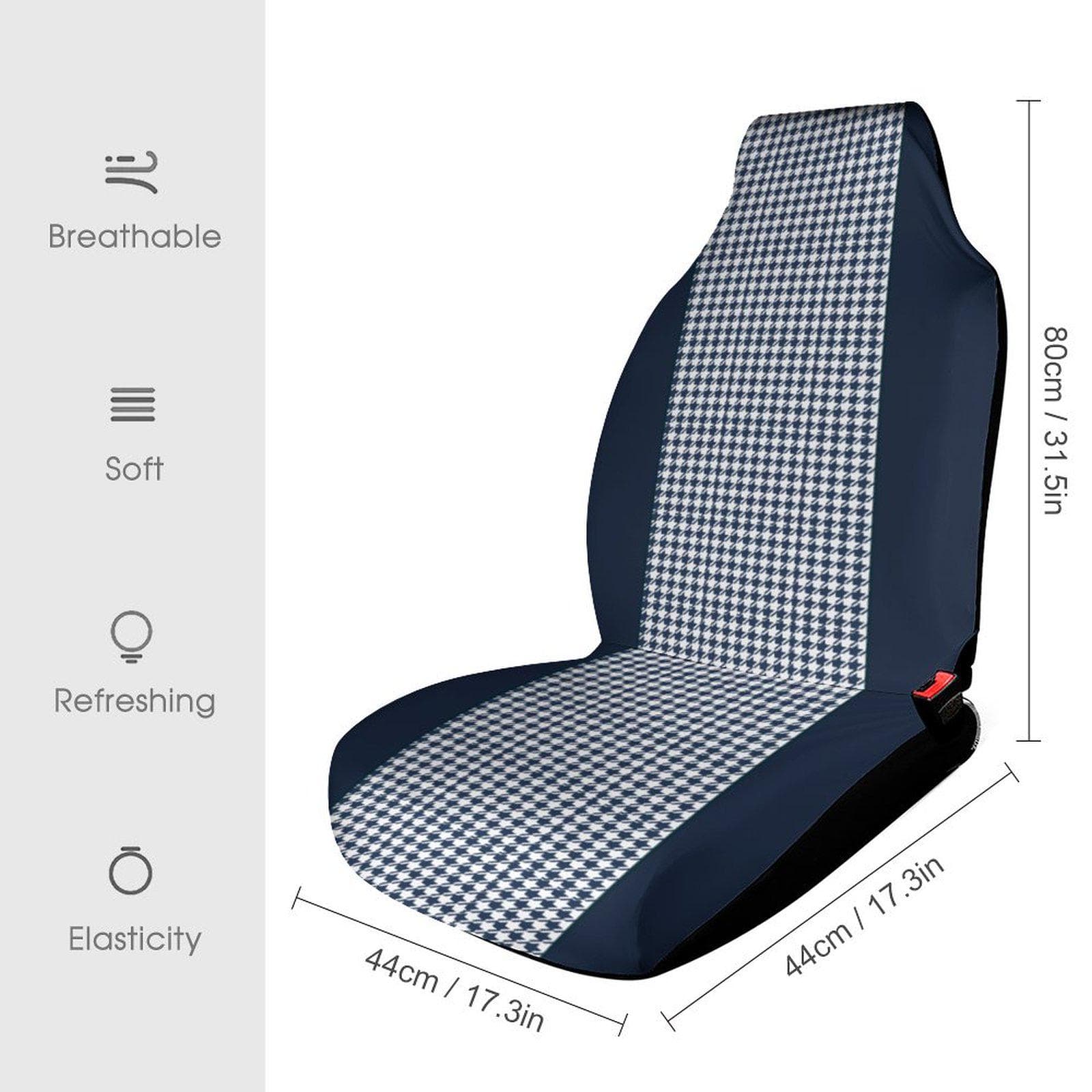 Navy Houndstooth Car Seat Protector, Universal Fit Auto Cover, Durable Polyester Sponge Seat Shield, Stylish Vehicle Interior Accent