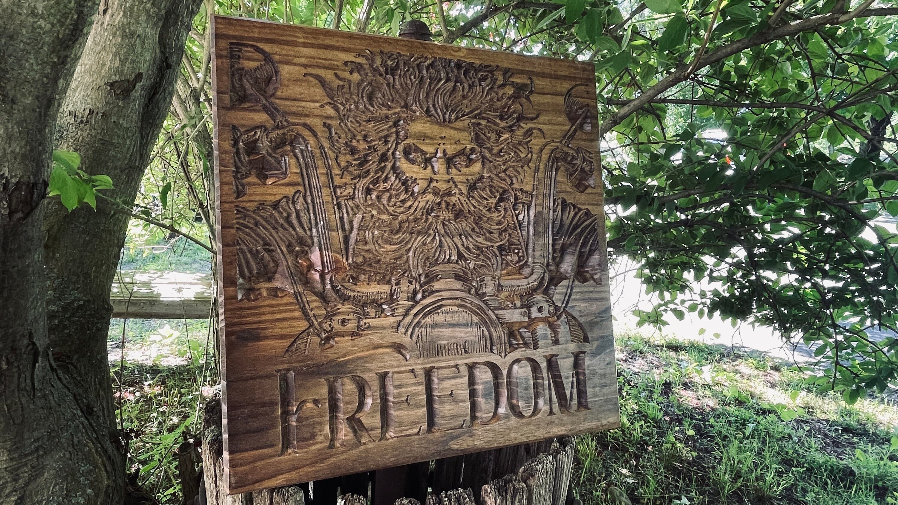 Freedom Rider Carved Wood Sign