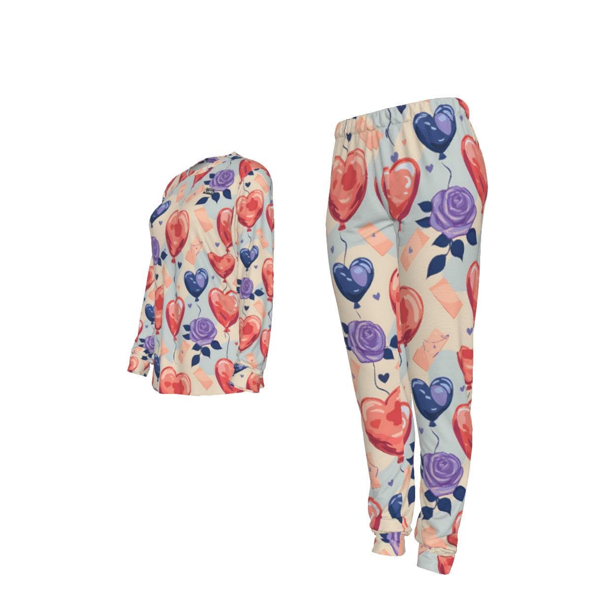 Heart Balloon & Rose Pajama Set | Women's Cozy Loungewear