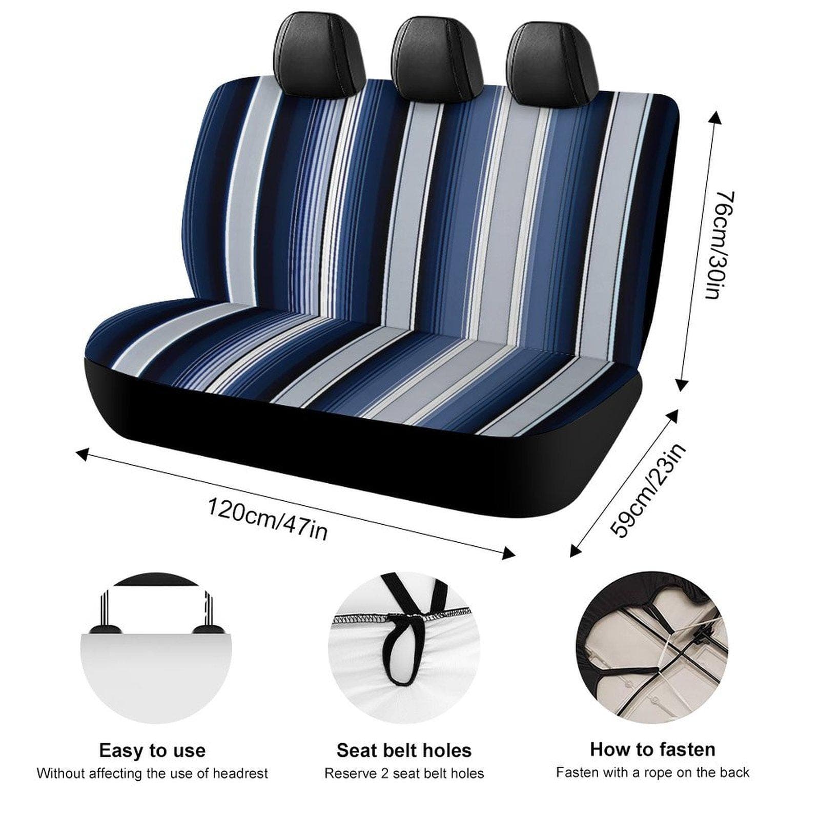 Blue Stripe Car Back Seat Cover | Custom Polyester Spandex | Sublimation Print