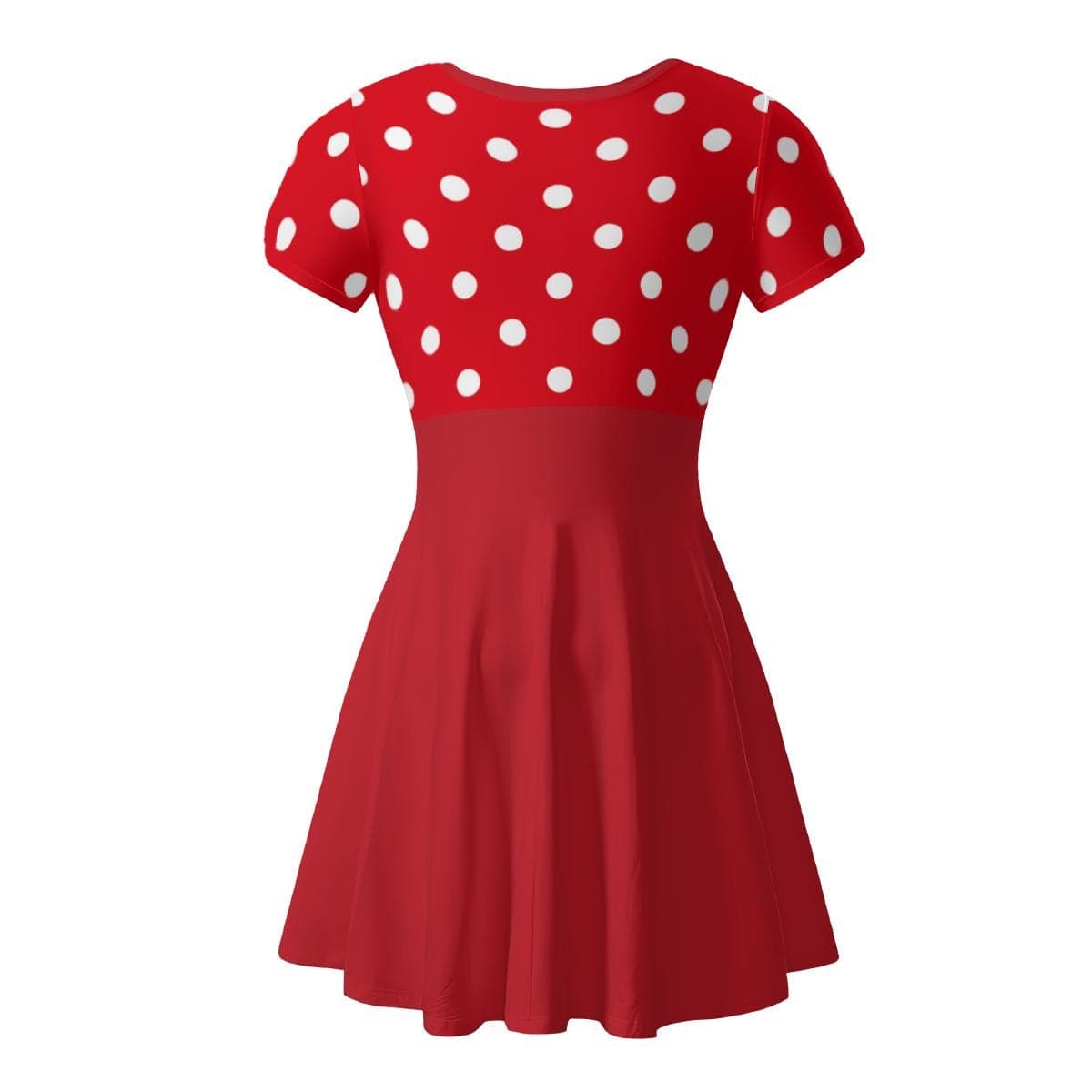 Vibrant Red Polka Dot Skater Dress | Women's Short Sleeve Milk Silk Summer Flowy Mini Dress | Casual & Chic