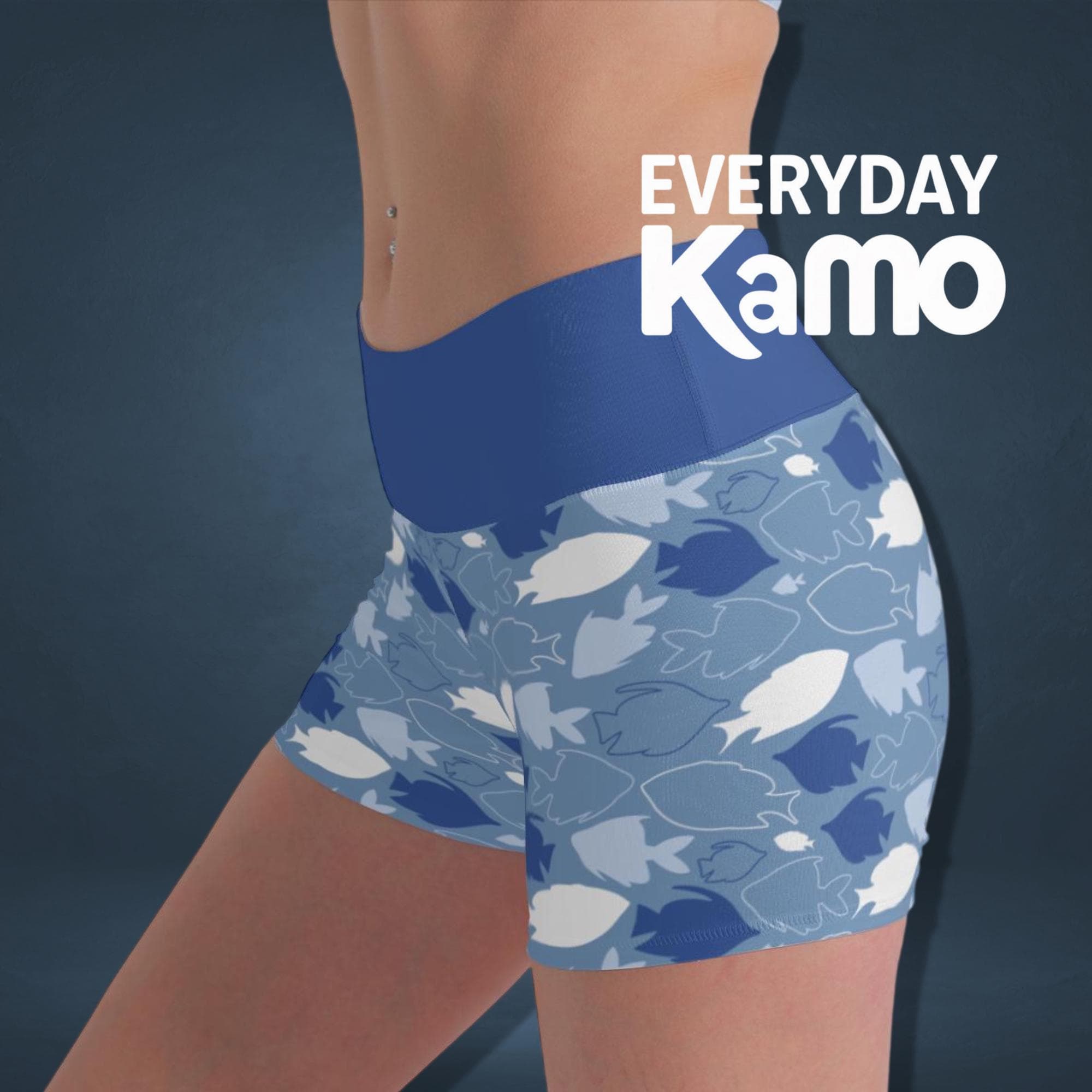 Everyday Kamo 'School's Out' Fish Print High-Waisted Shorts
