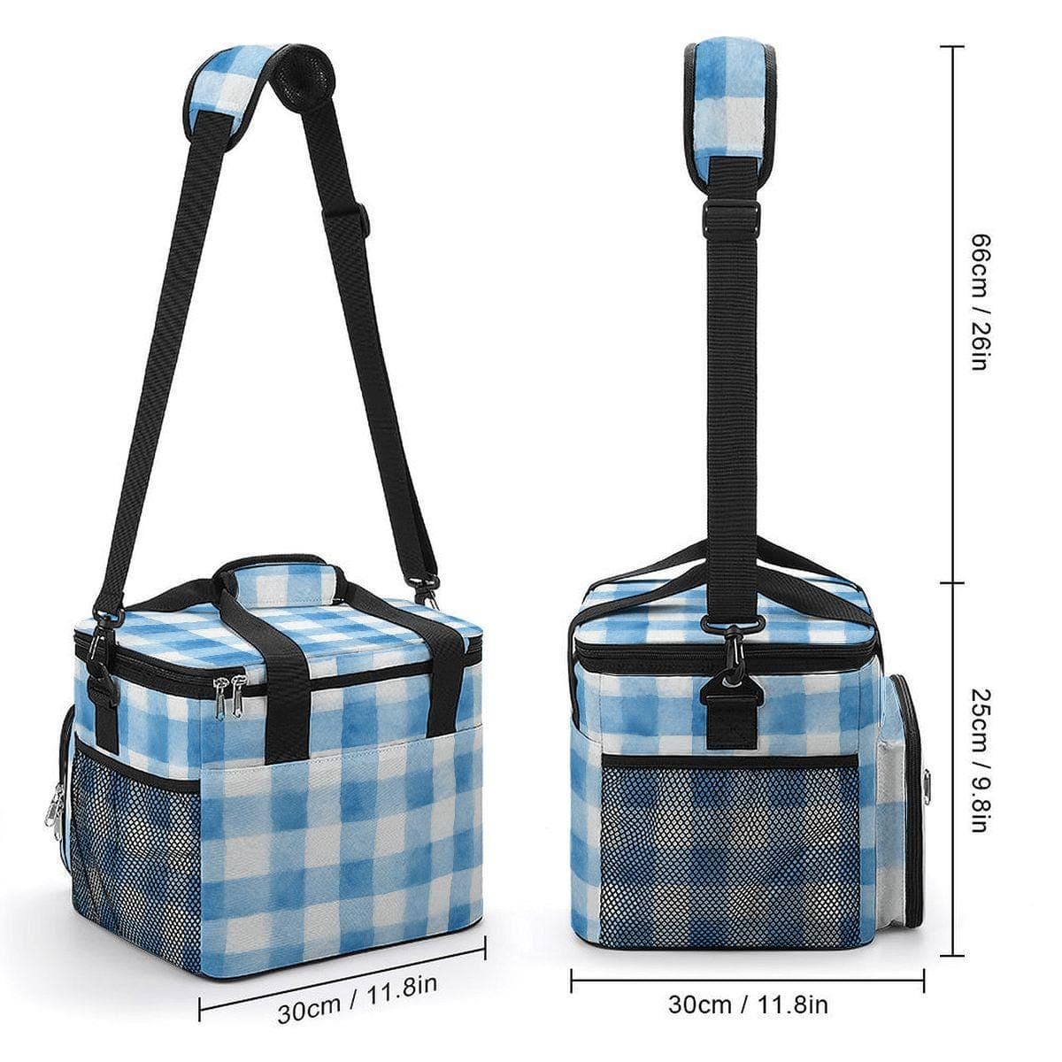 Blue Gingham Insulated Cooler Bag | Leakproof Lunch Tote | Oxford Fabric