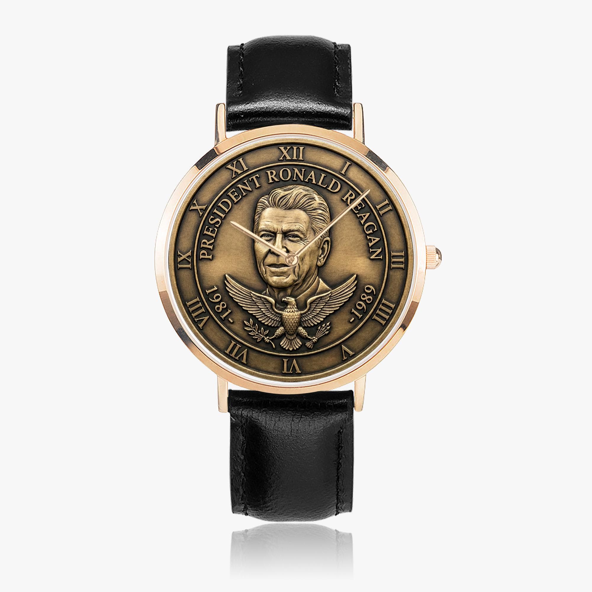 President Ronald Reagan 1981-1989 Commemorative Unisex Watch | Ultra-Thin Quartz with Leather Band