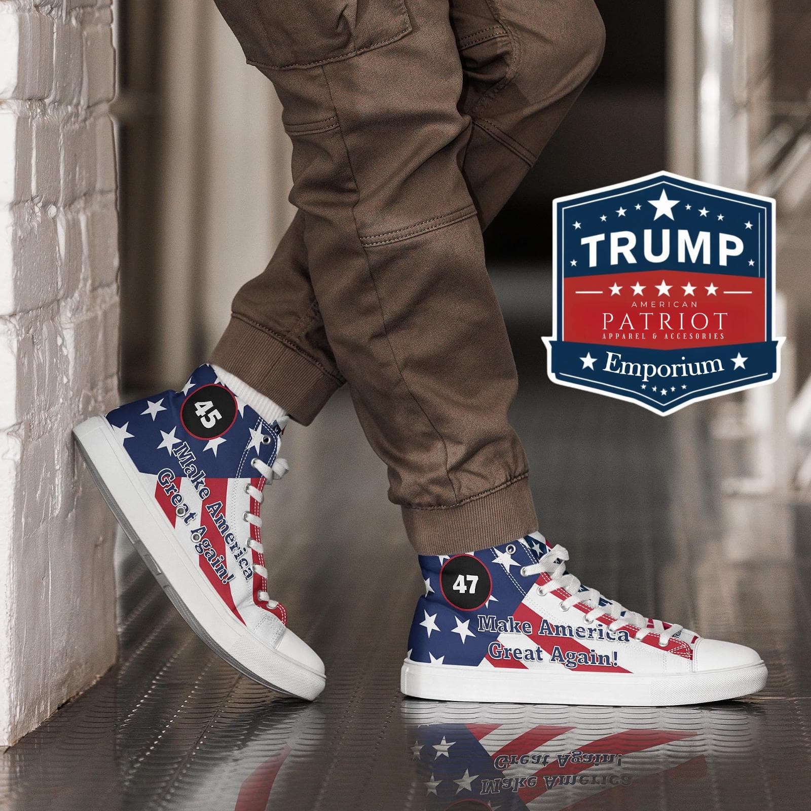 Trump 2025 Inauguration High-Top Sneakers: MAGA American Flag Shoes
