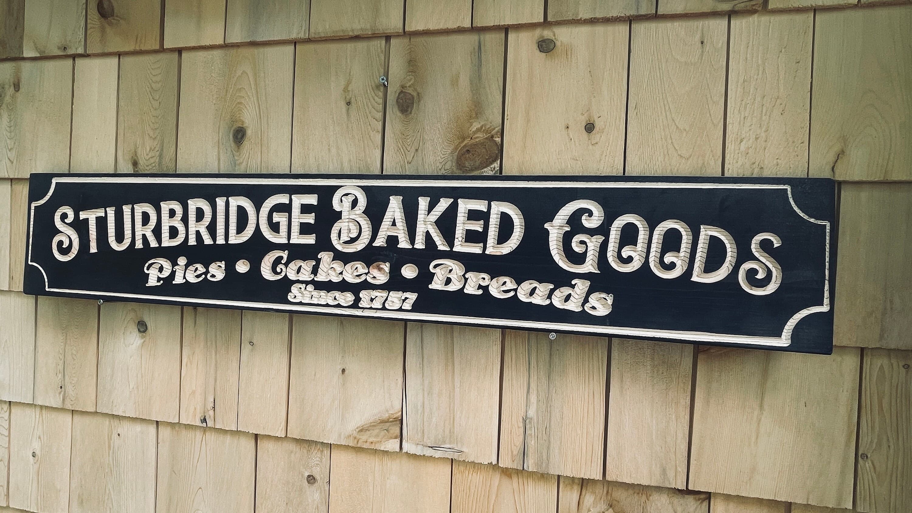 Sturbridge Baked Goods Carved Real Pine Wooden Sign