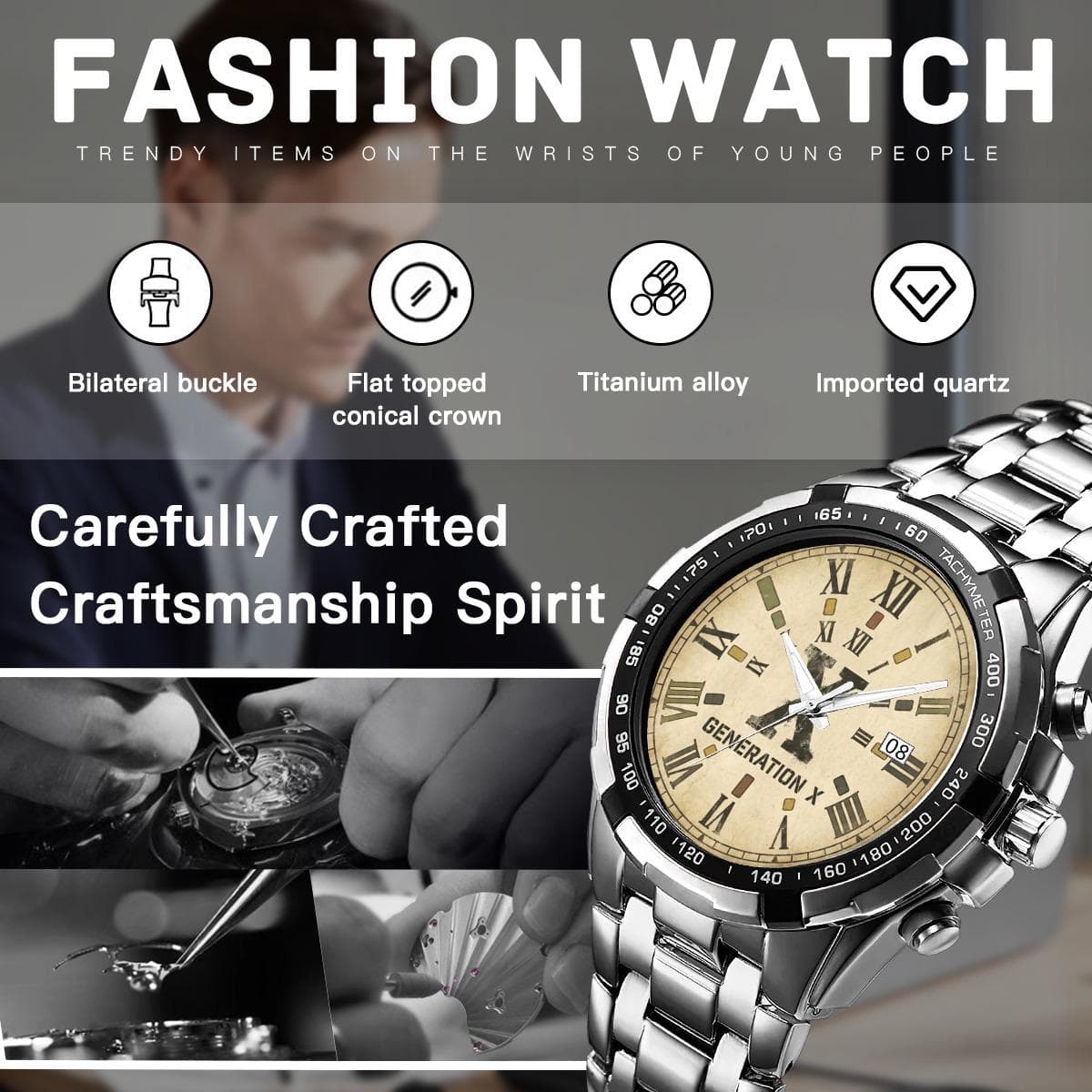 Generation X Roman Numeral Watch | Premium Metal Bracelet | Timeless Style