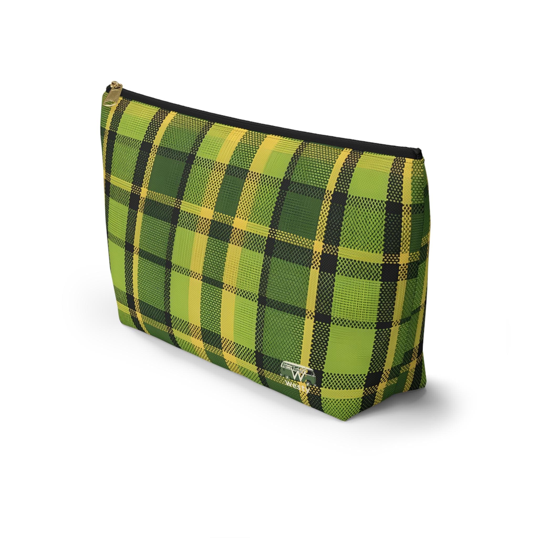 Westy Plaid Travel Pouch - Vintage Green Westfalia Camper Bus Design